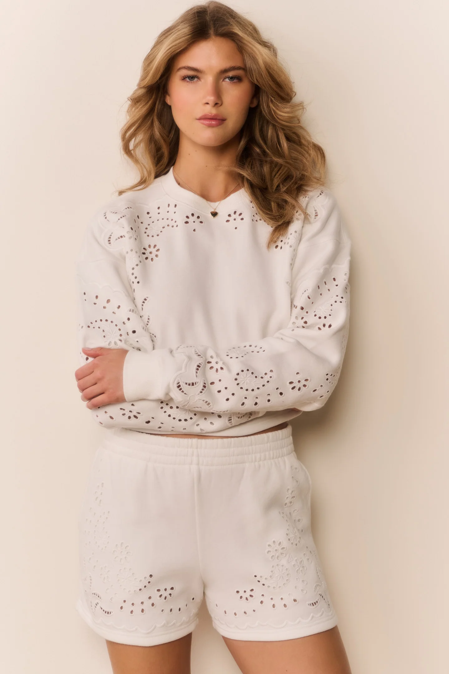 Abrah Bandana Eyelet Fleece Shorts - Image 2
