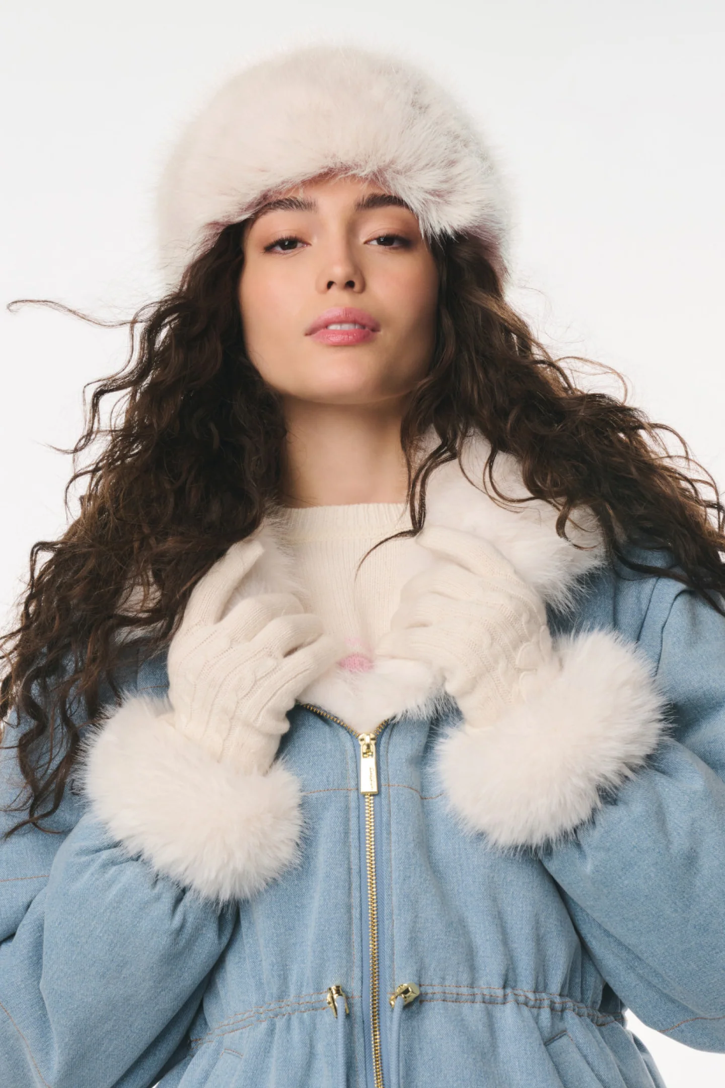 LoveShackFancy x MAX&MOI Adalia Wool-Cashmere Faux Fur Gloves - Image 2