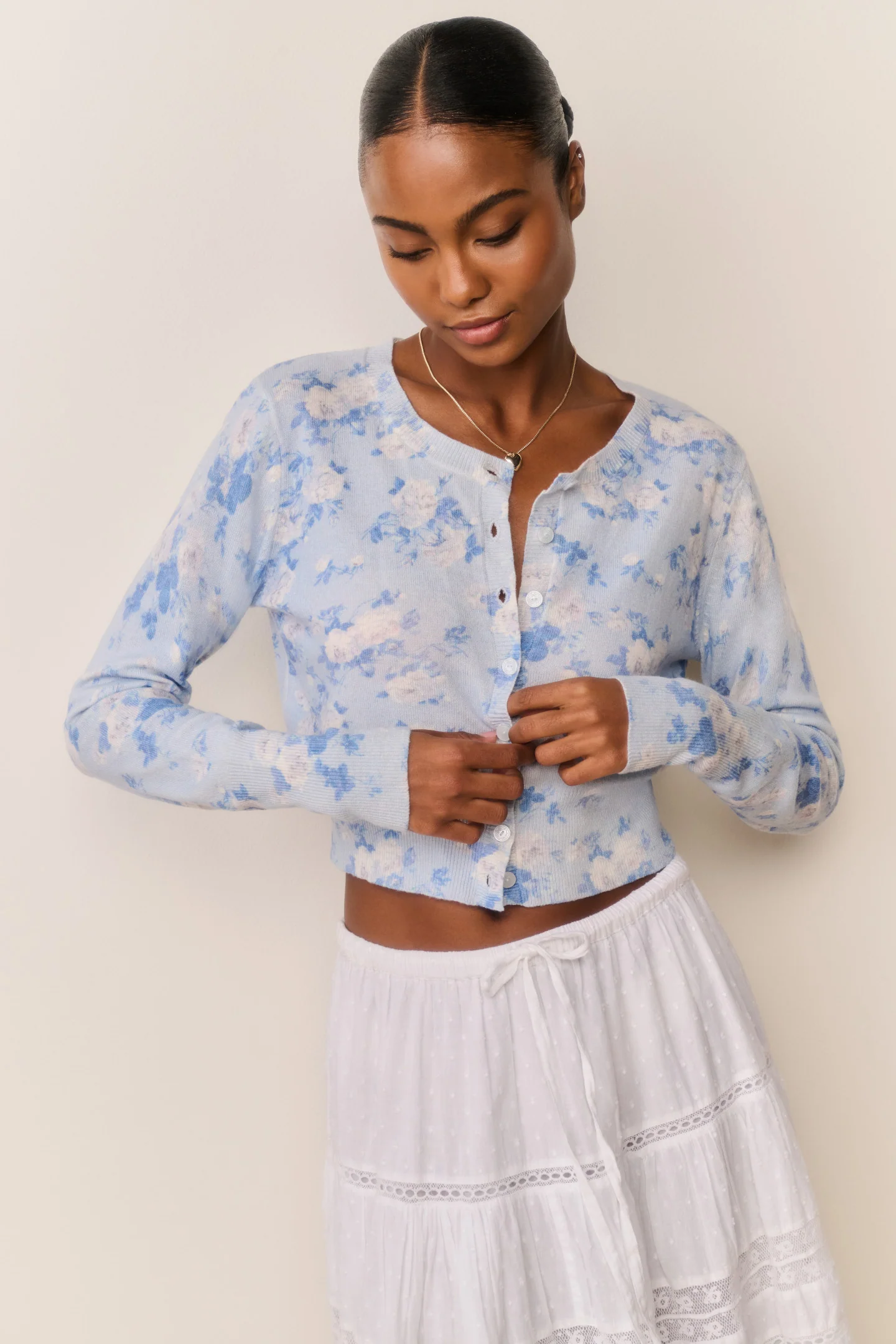 Adeanne Heirloom Print Cotton Cardigan - Image 3