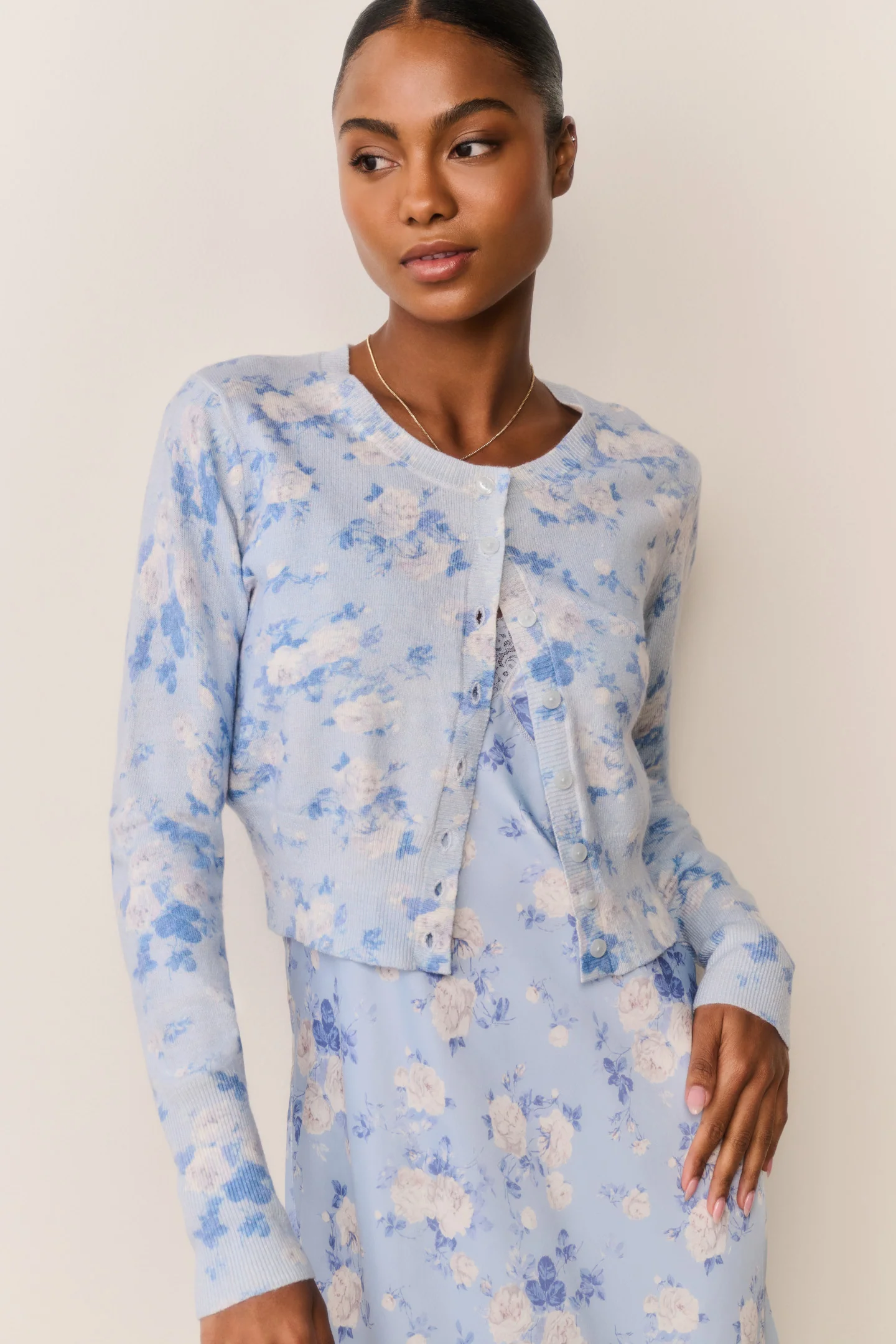 Adeanne Heirloom Print Cotton Cardigan - Image 4