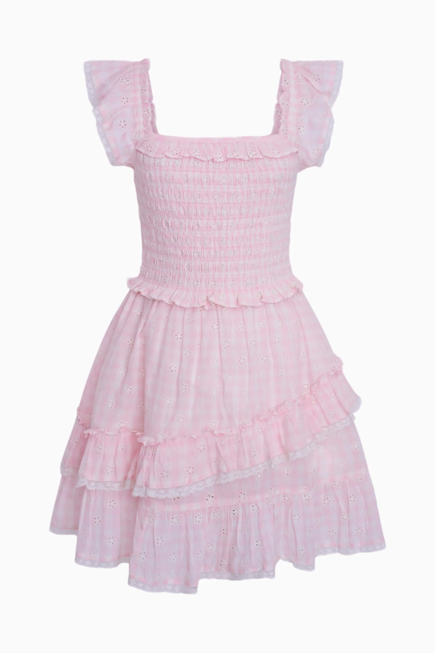 Aline Gingham Eyelet Mini Dress - Image 5
