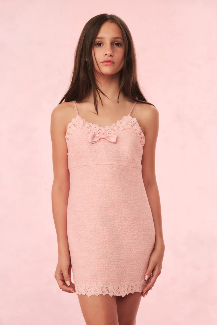Girls Aloma Tweed Mini Dress - Image 3