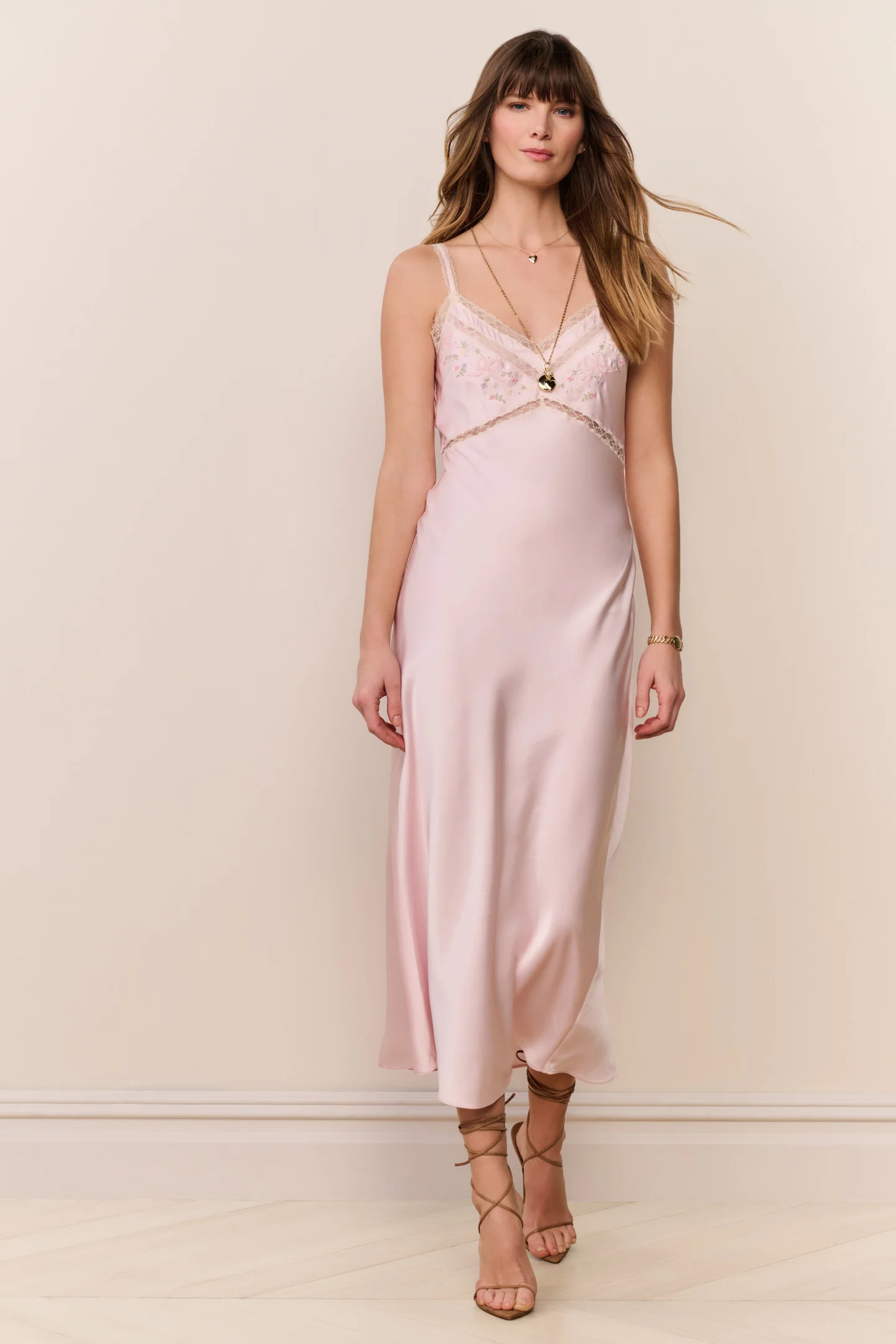 Annabeth Embroidered Satin Midi Dress - Image 5