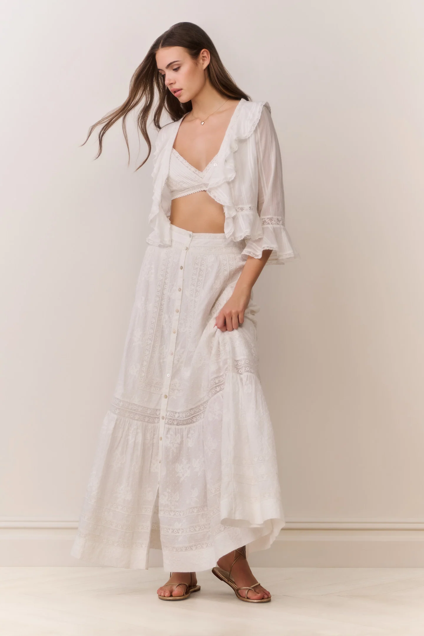 Araminta Cotton Victorian Maxi Skirt - Image 2