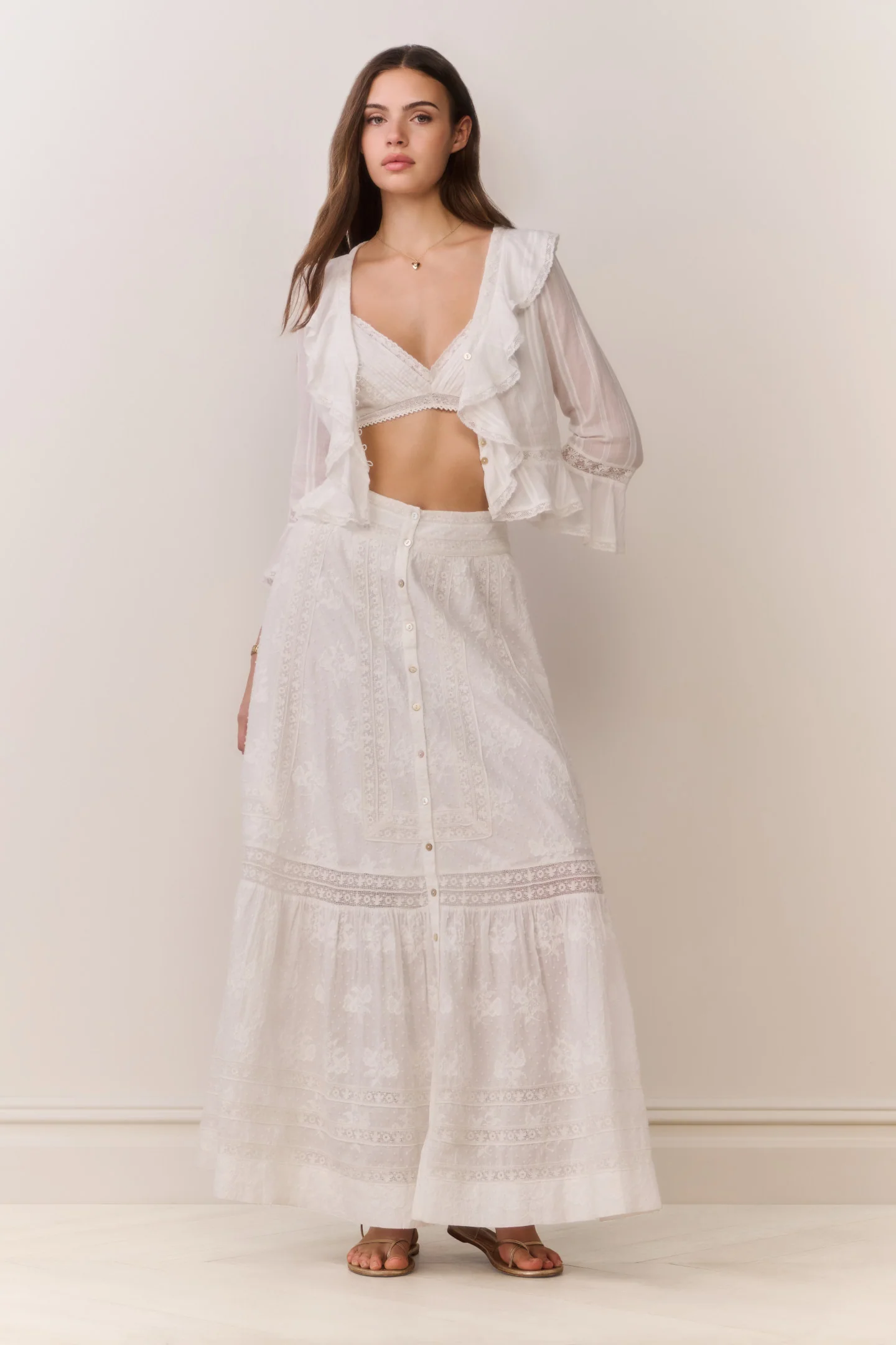 Araminta Cotton Victorian Maxi Skirt - Image 3