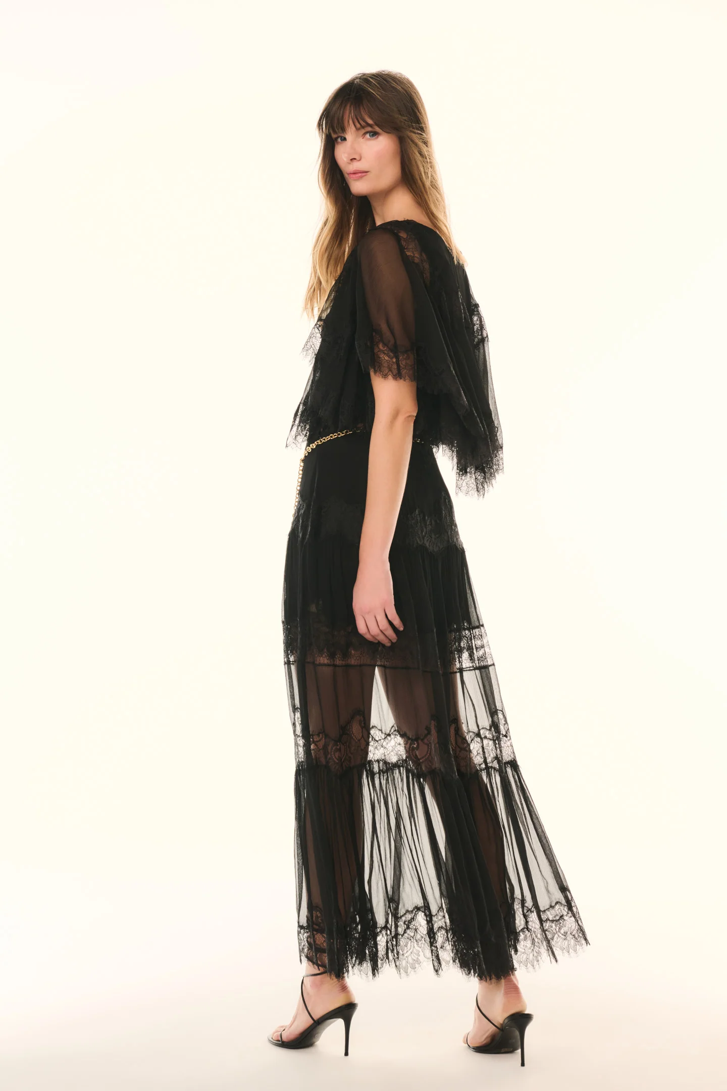 Aureline Silk Lace Pleated Maxi Skirt - Image 4