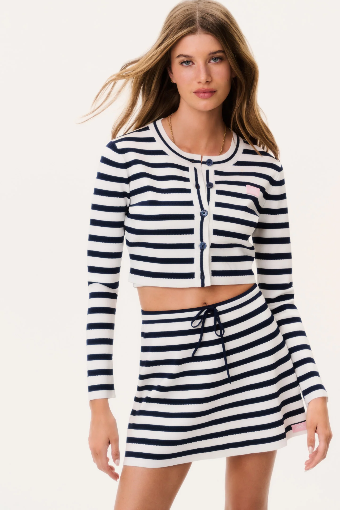 Avanette Striped Stretch Knit Cardigan - Image 2