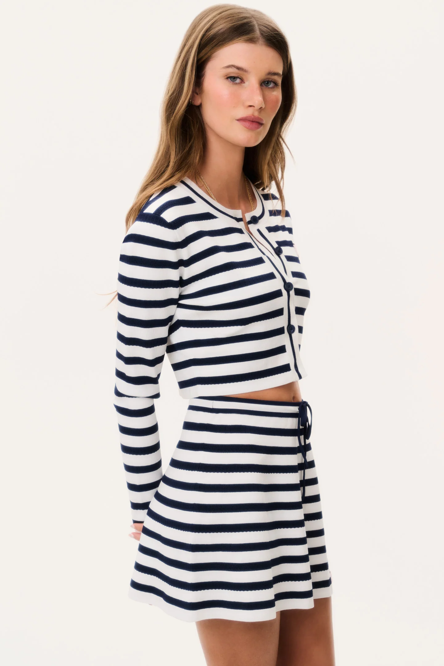 Avanette Striped Stretch Knit Cardigan - Image 3