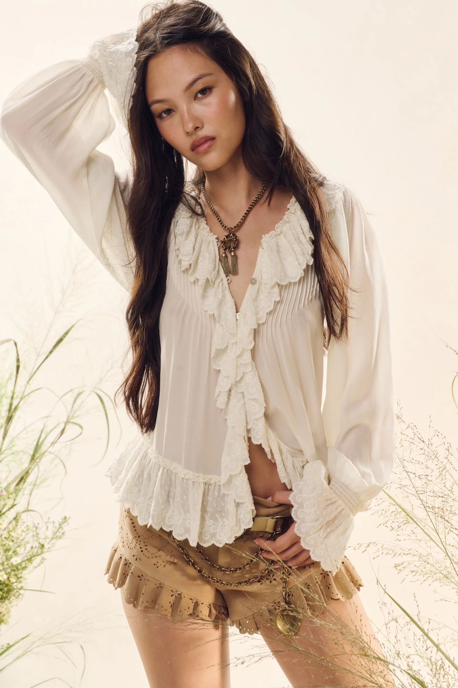 Avee Silk Ruffle Blouse - Image 2