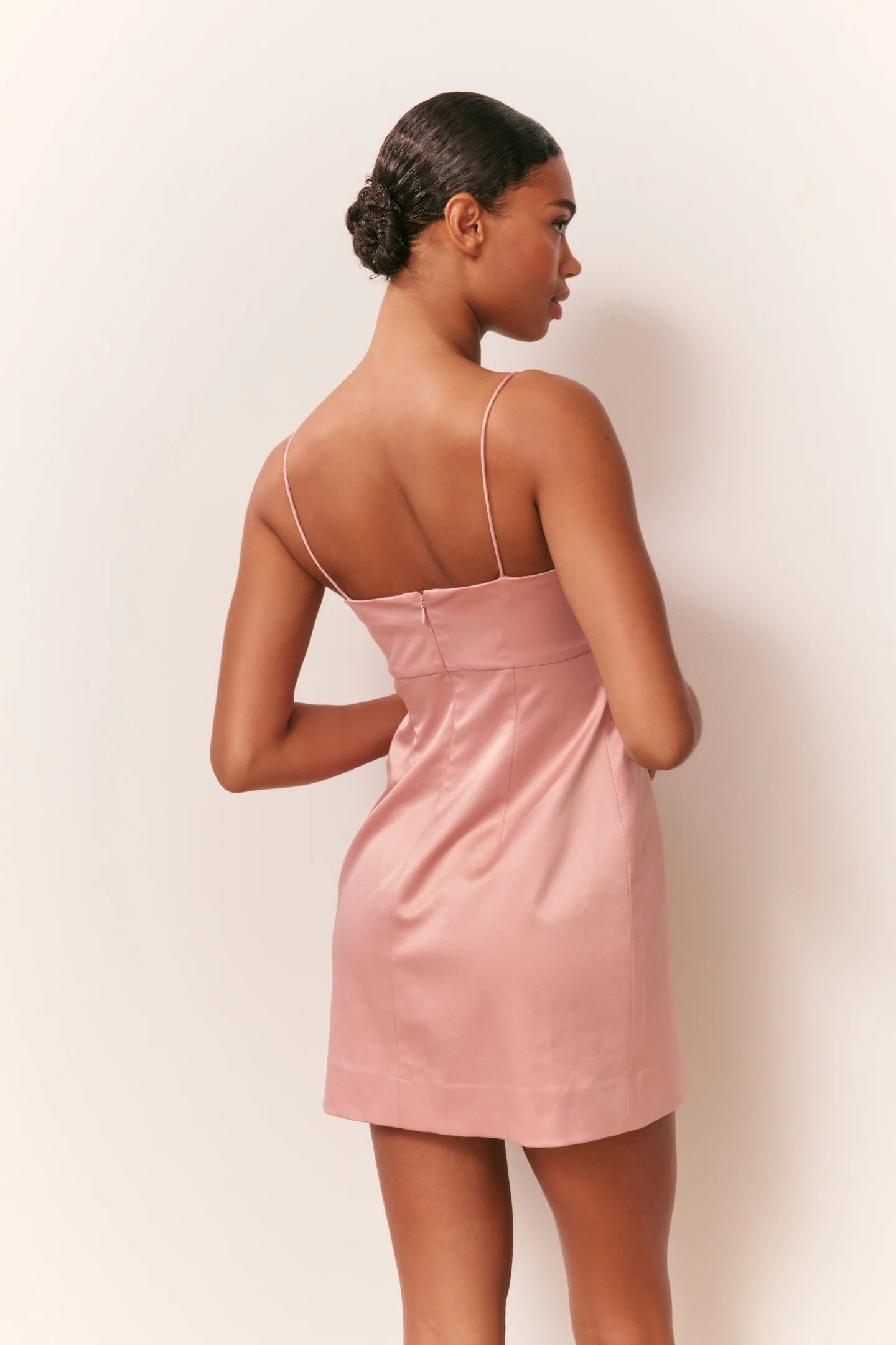 Avena Satin Bow Detail Mini Dress - Image 3