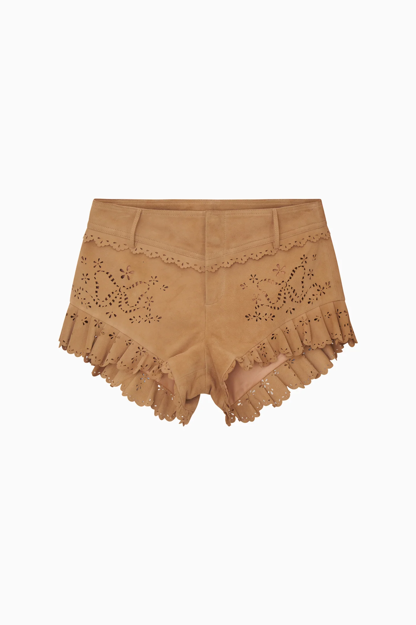 Azalure Suede Eyelet Mini Shorts - Image 4