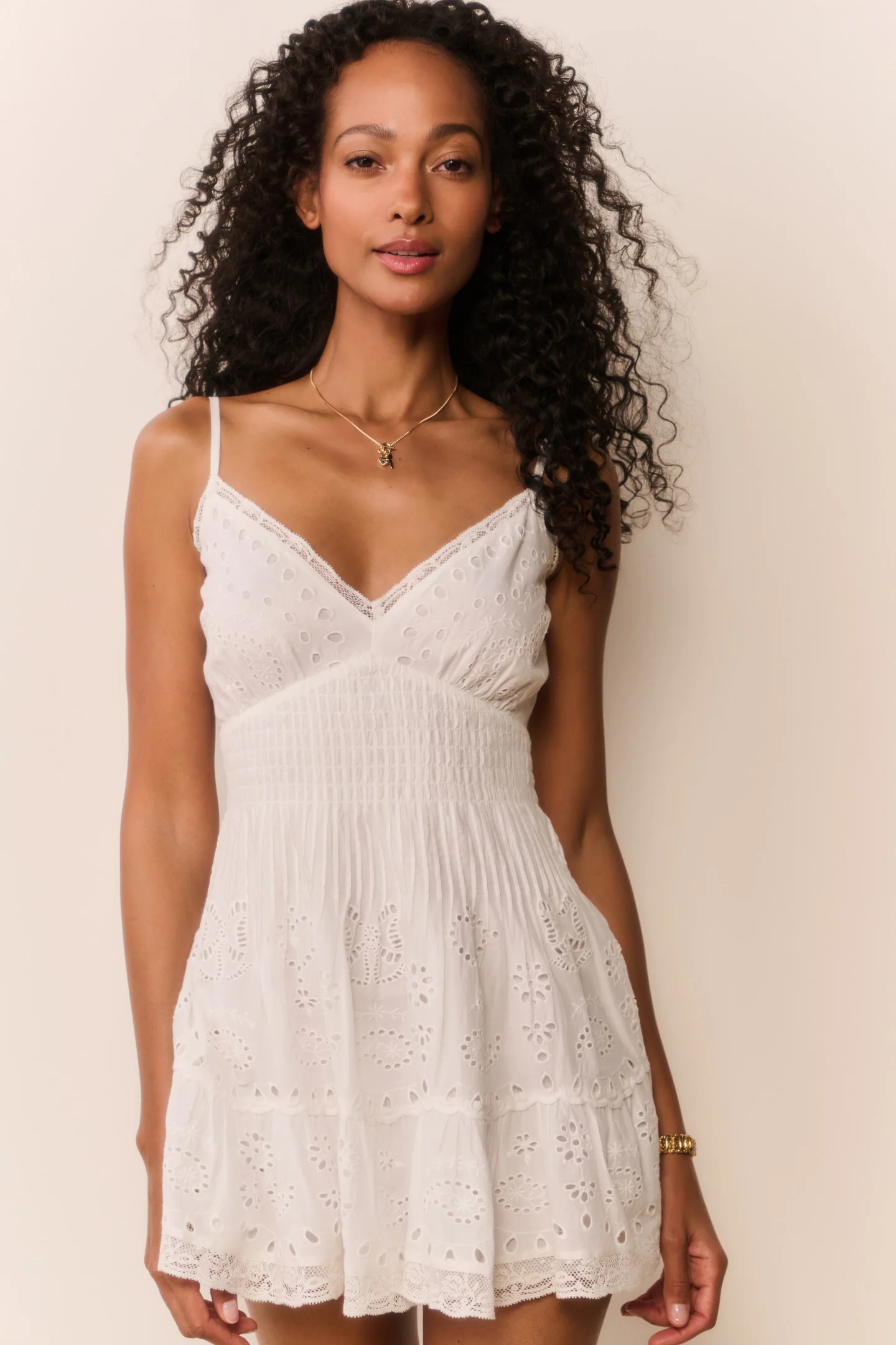 Azar Cotton Bandana Eyelet Mini Dress - Image 2