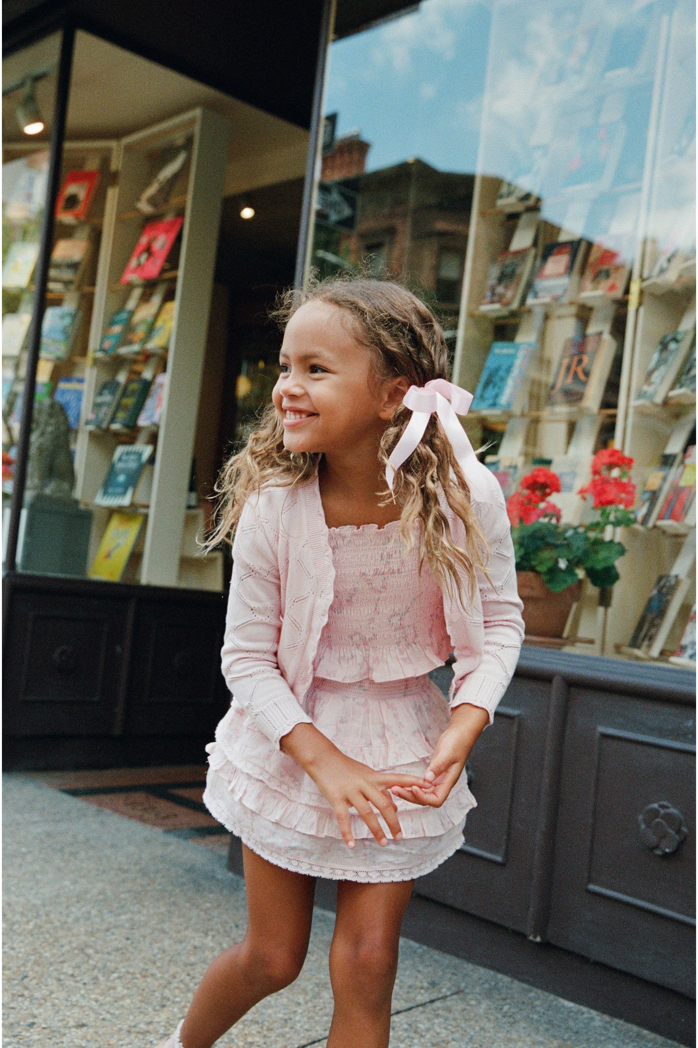 Girls Barlene Cotton Heart Argyle Cardigan - Image 2