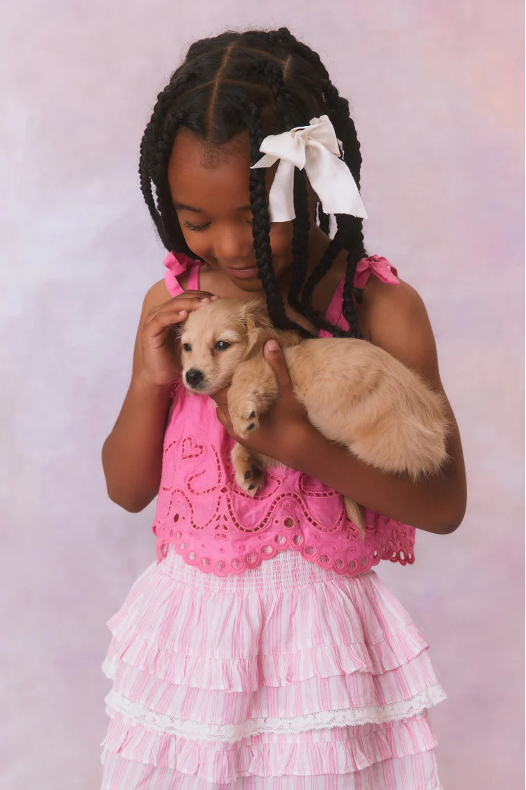 Girls Billie Cotton Stripe Skirt- CAPTIVA PINK - Image 2