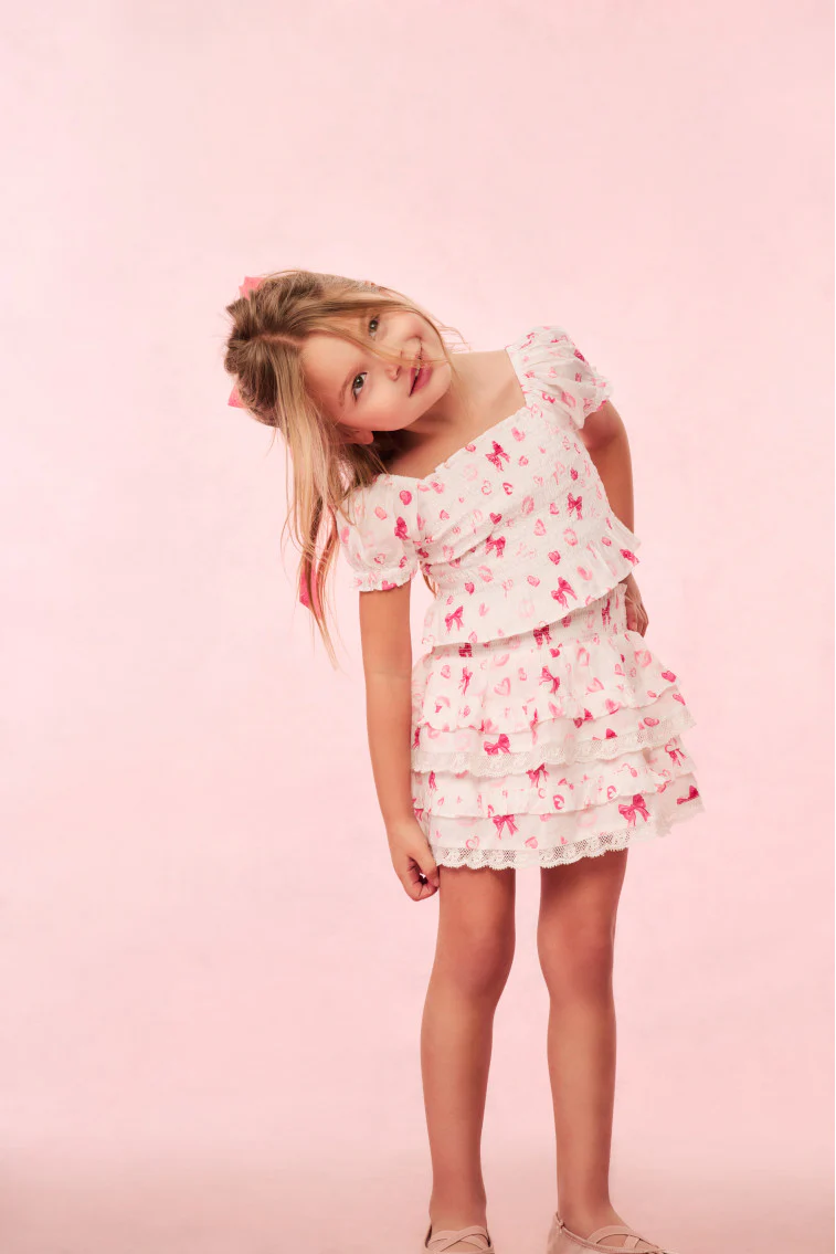 Girls Billie Bow & Kiss Print Ruffle Skirt - Image 2