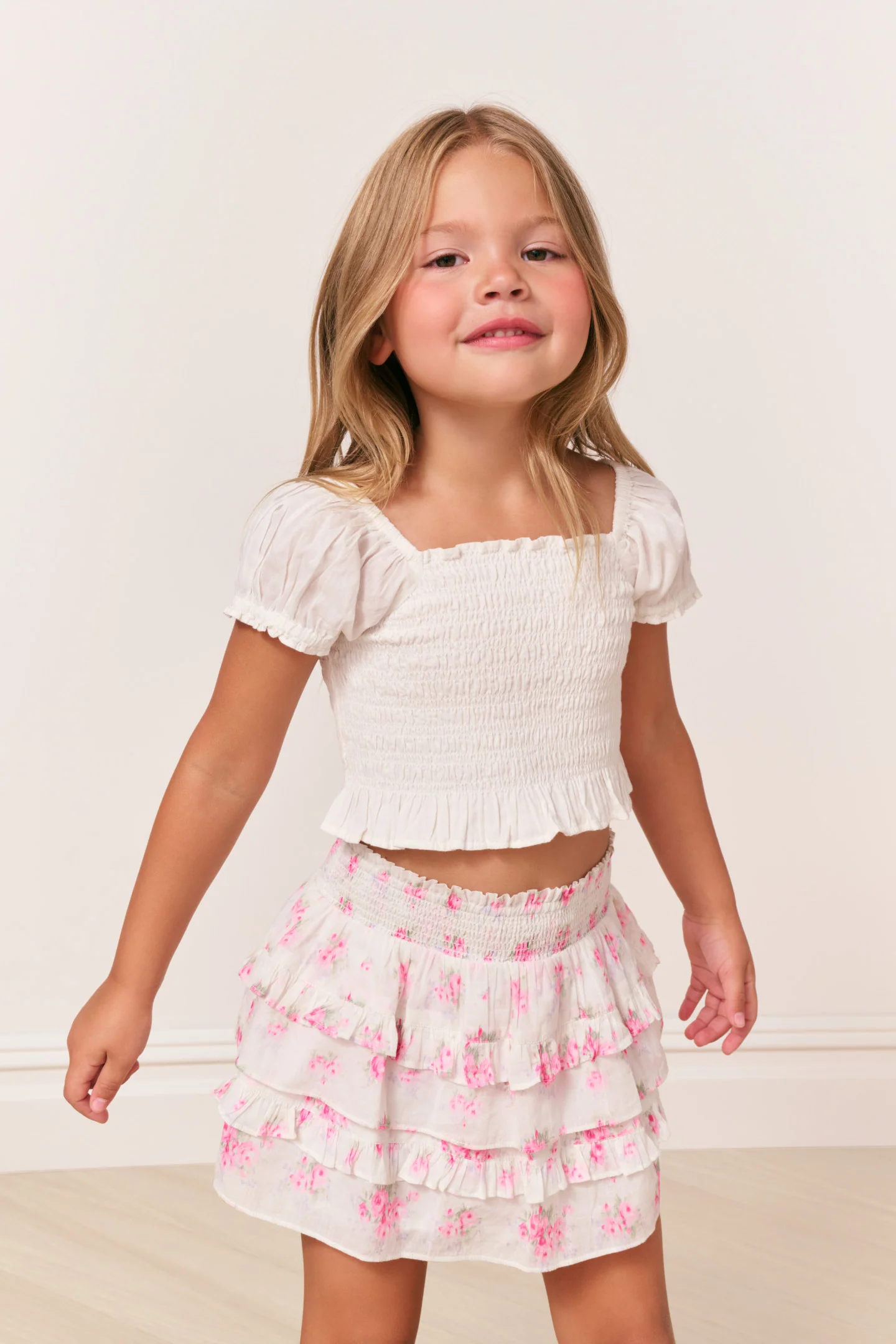 Girls Billie Pink Floral Skirt - Image 2