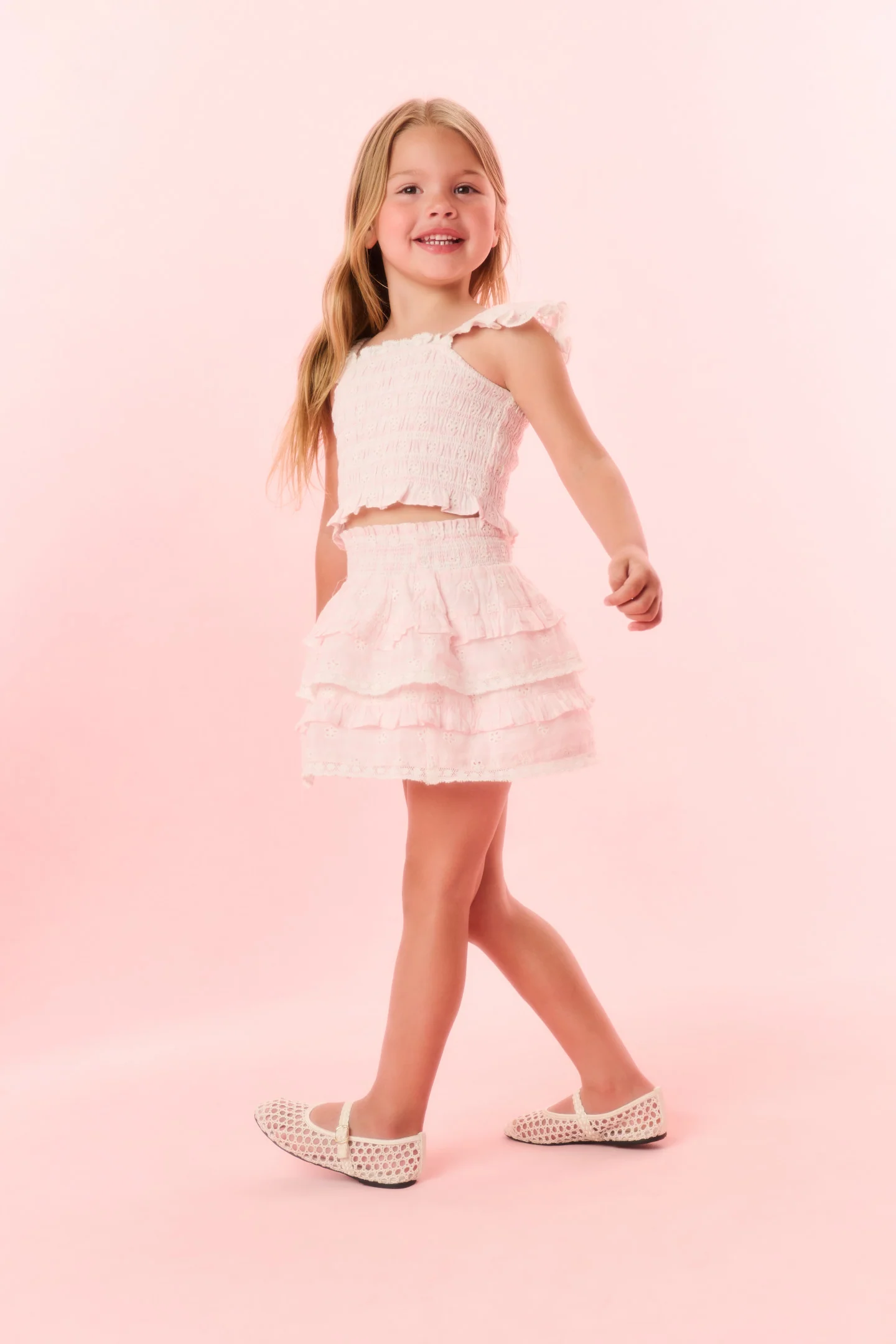 Girls Billie Eyelet Gingham Skirt - Image 4