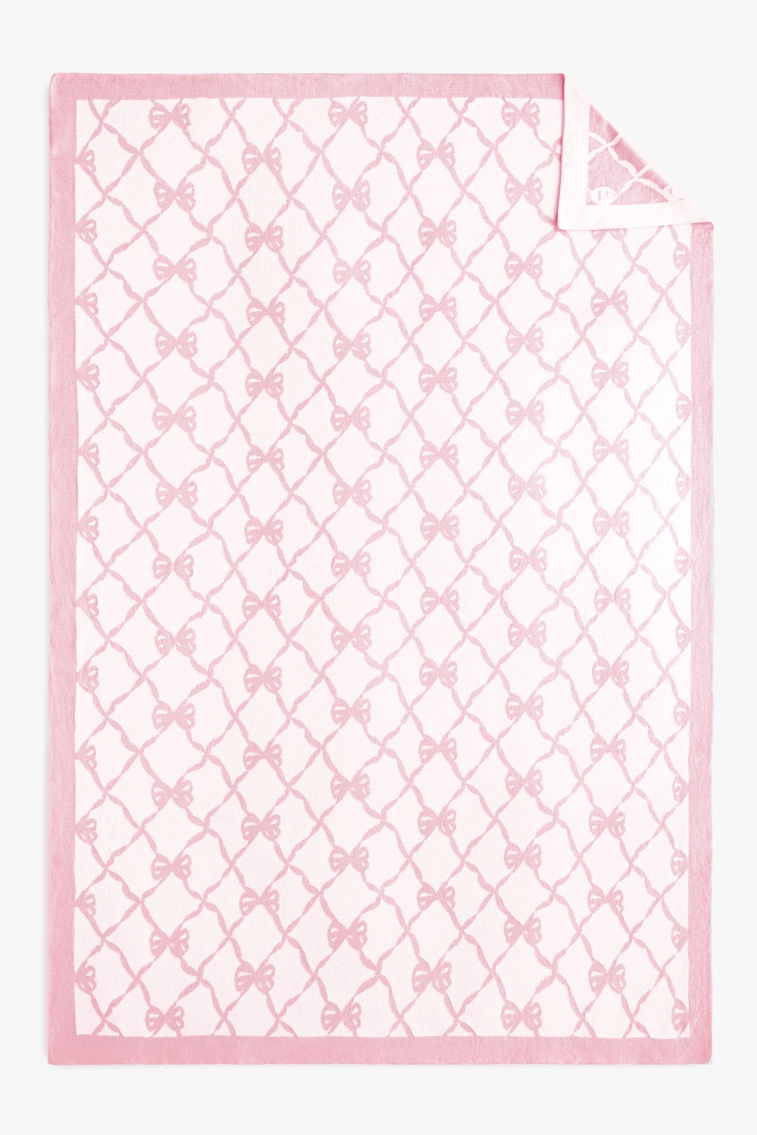 Bow Throw Blanket- PASTEL PINK - Image 4