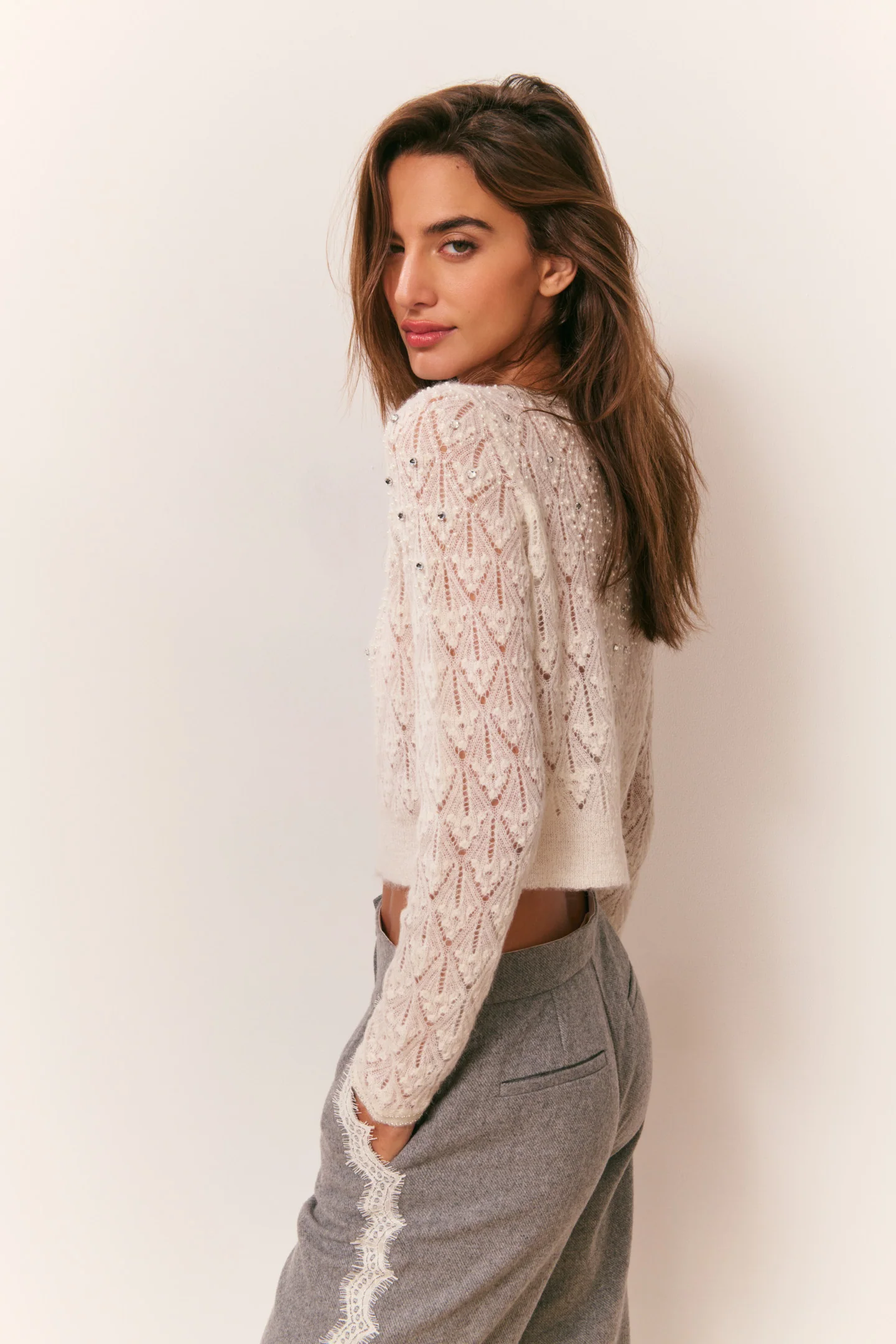 Calico Embellished Pointelle Cardigan - Image 3