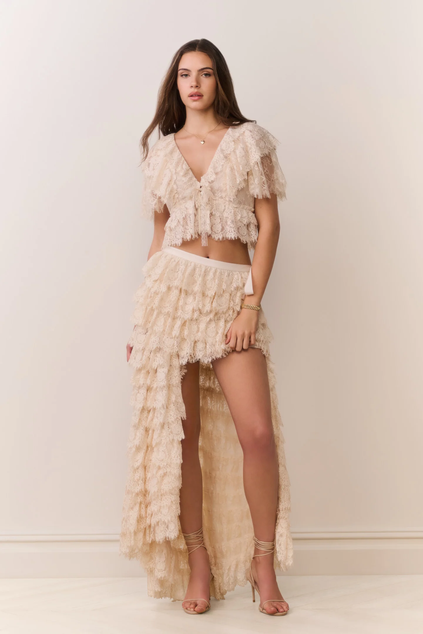 Camilia Lace Ruffle High-Low Skirt - Image 4