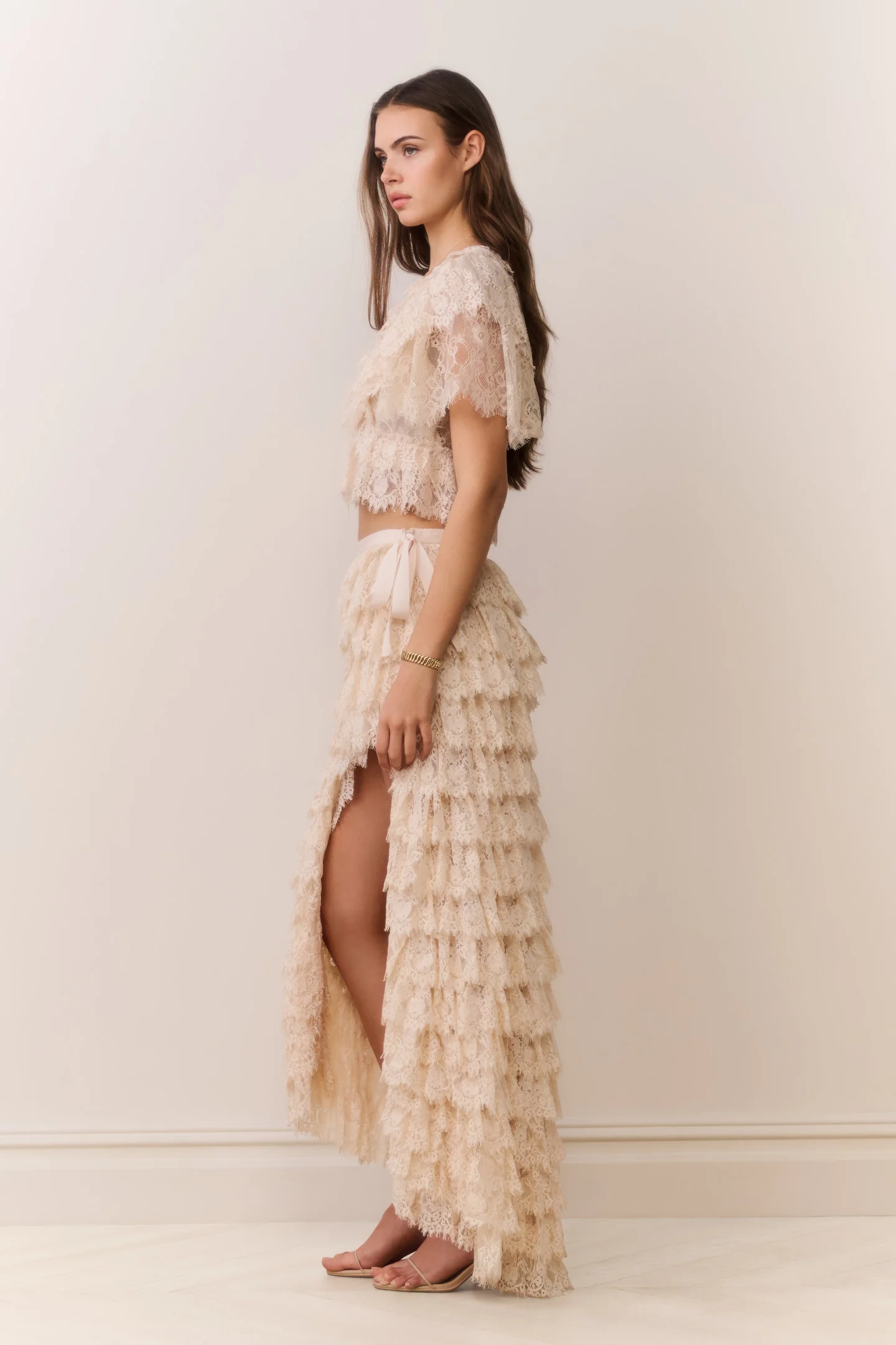 Camilia Lace Ruffle High-Low Skirt - Image 5