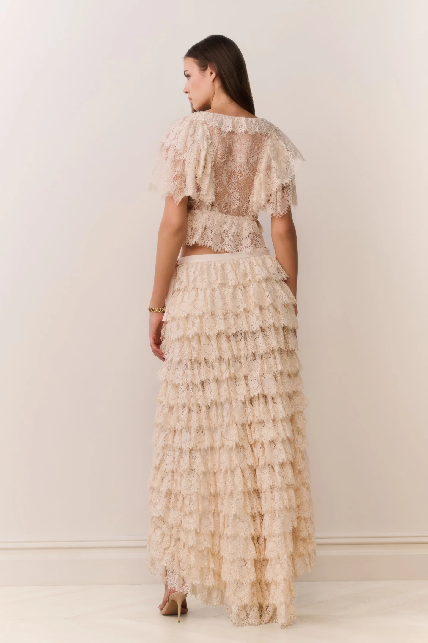 Camilia Lace Ruffle High-Low Skirt - Image 6