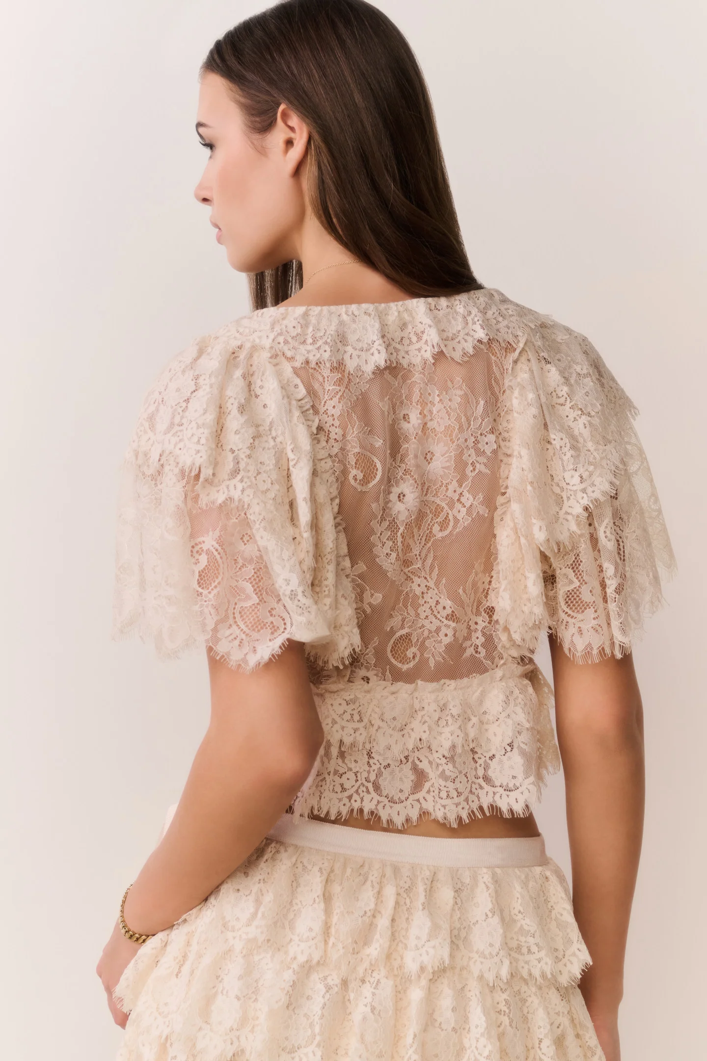 Caper Lace Ruffle Crop Top - Image 6