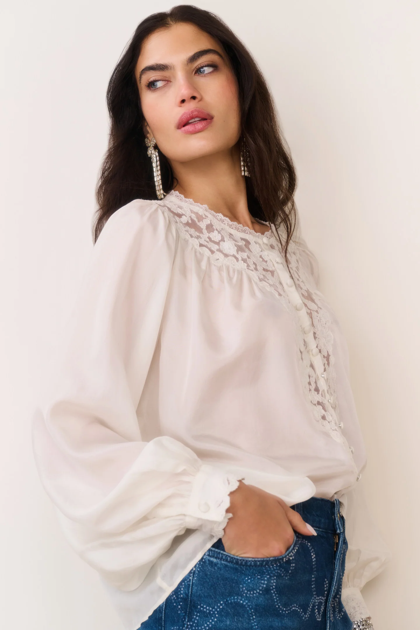 Carine Silk Lace Blouse - Image 3