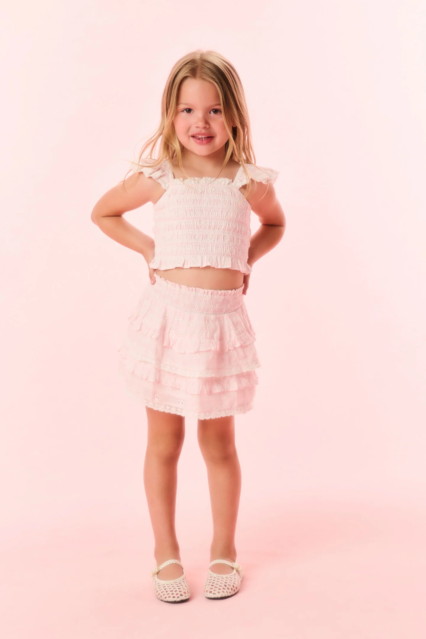 Girls Caspia Eyelet Gingham Top - Image 2