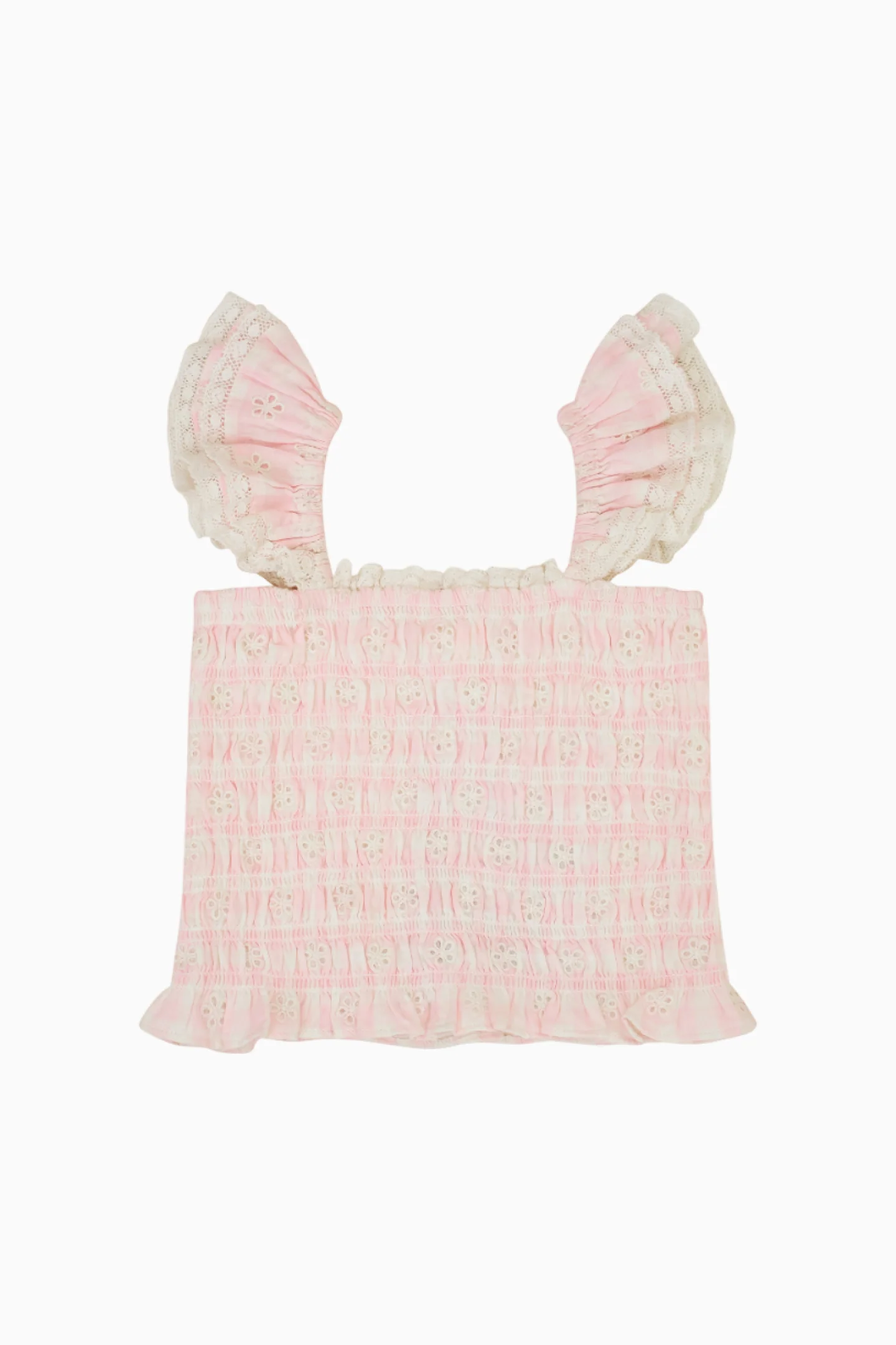 Girls Caspia Eyelet Gingham Top - Image 4