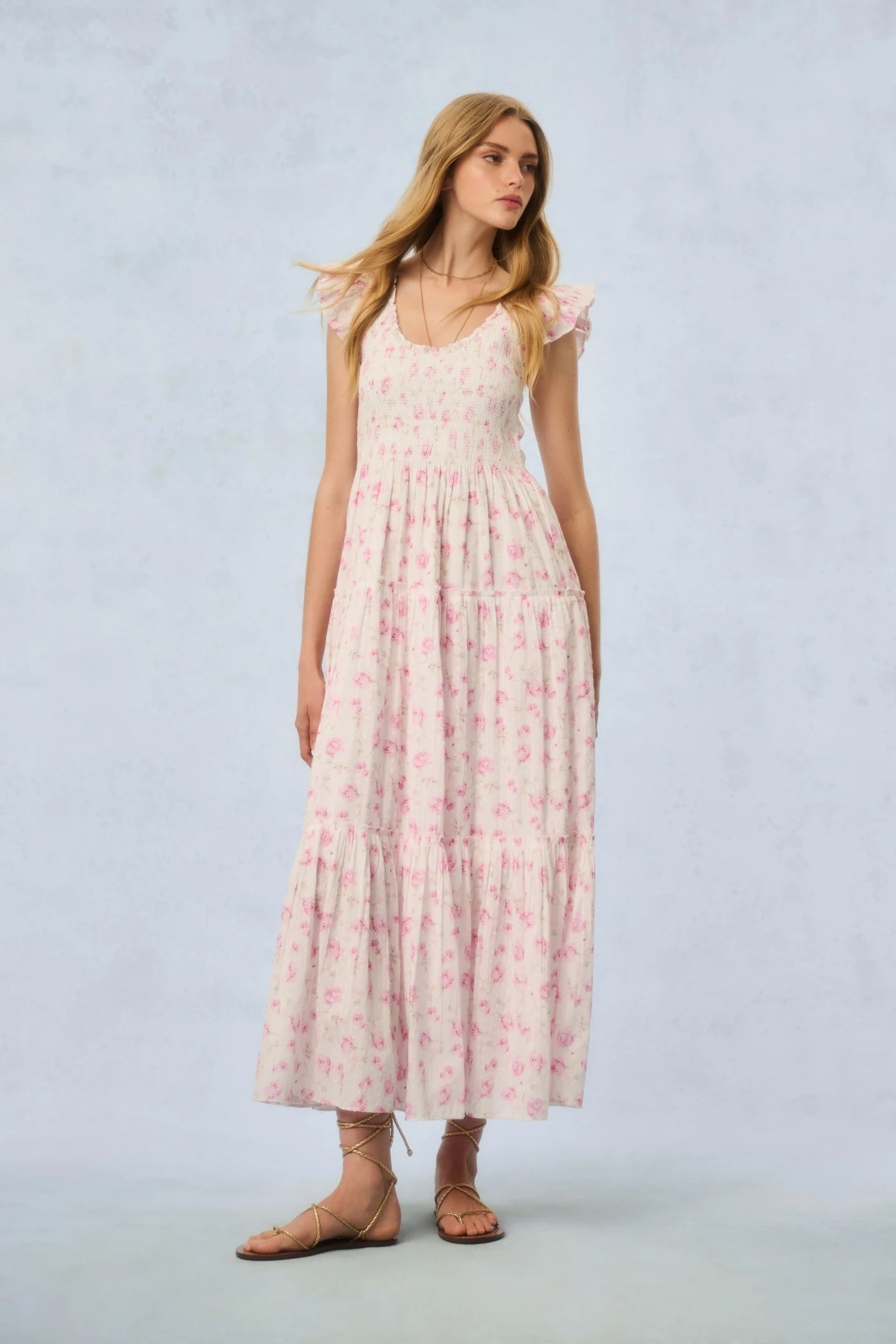 Chessie Fragrance Print Cotton Maxi Dress - STERLING DUSK - Image 2