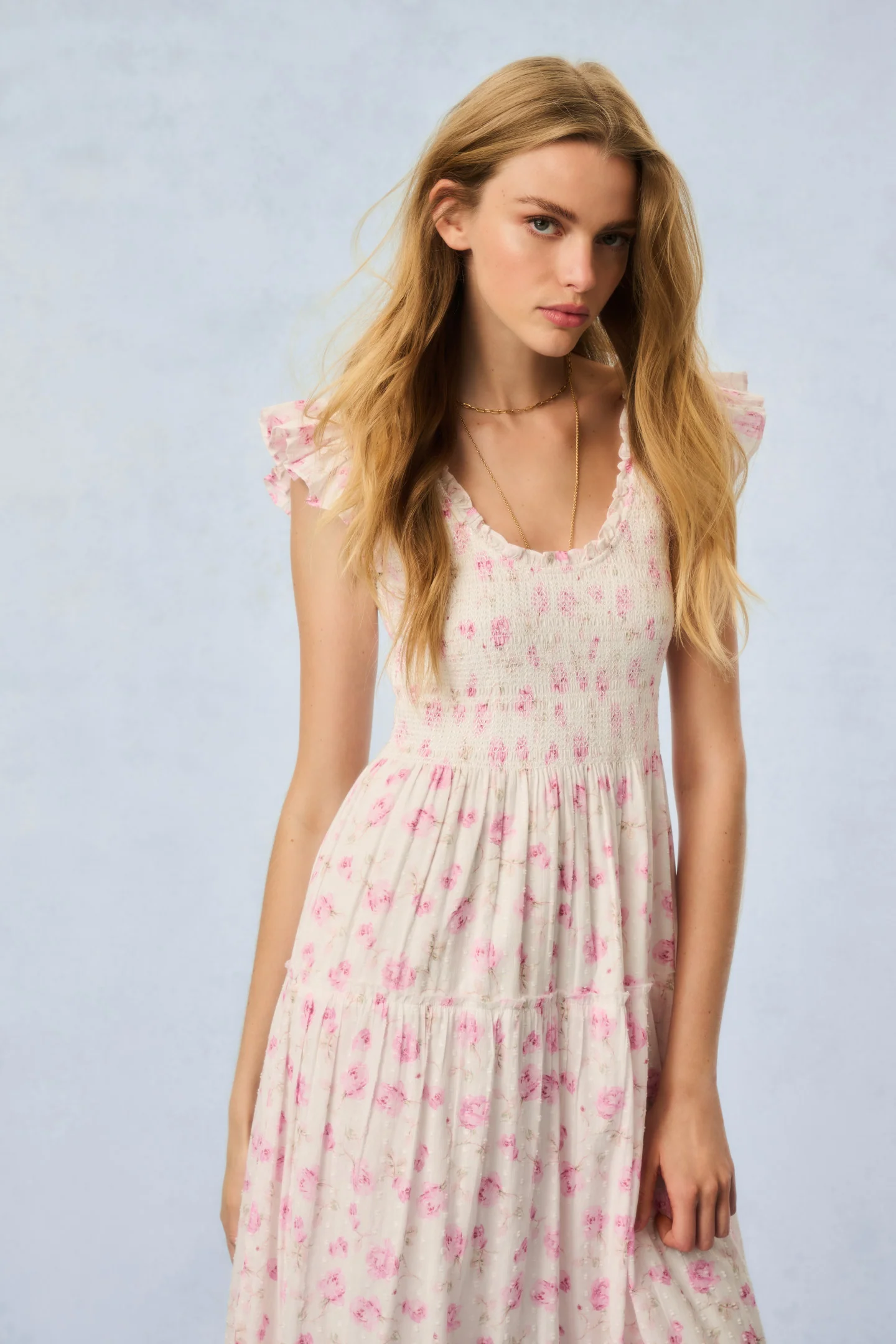 Chessie Fragrance Print Cotton Maxi Dress - STERLING DUSK - Image 3