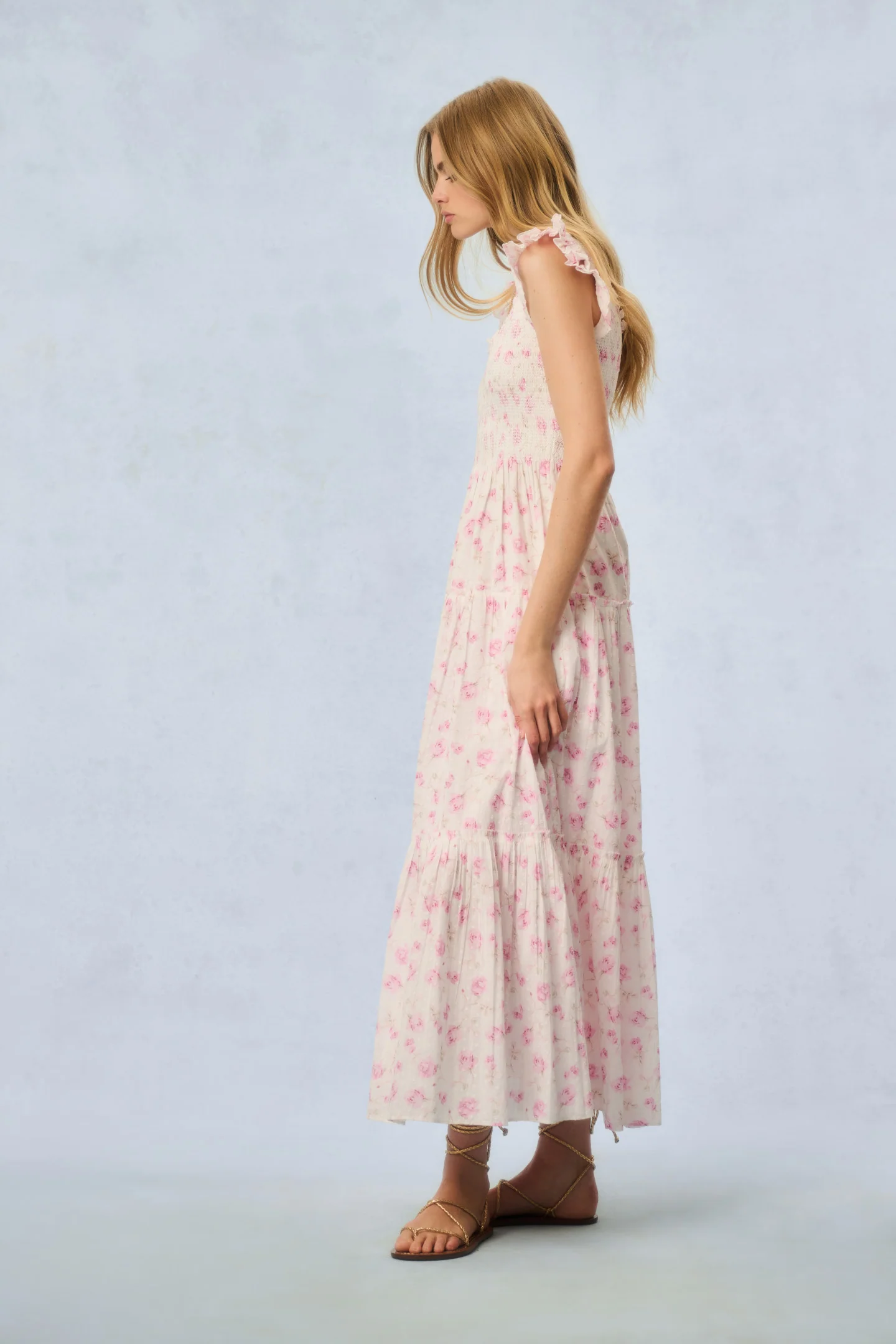 Chessie Fragrance Print Cotton Maxi Dress - STERLING DUSK - Image 4