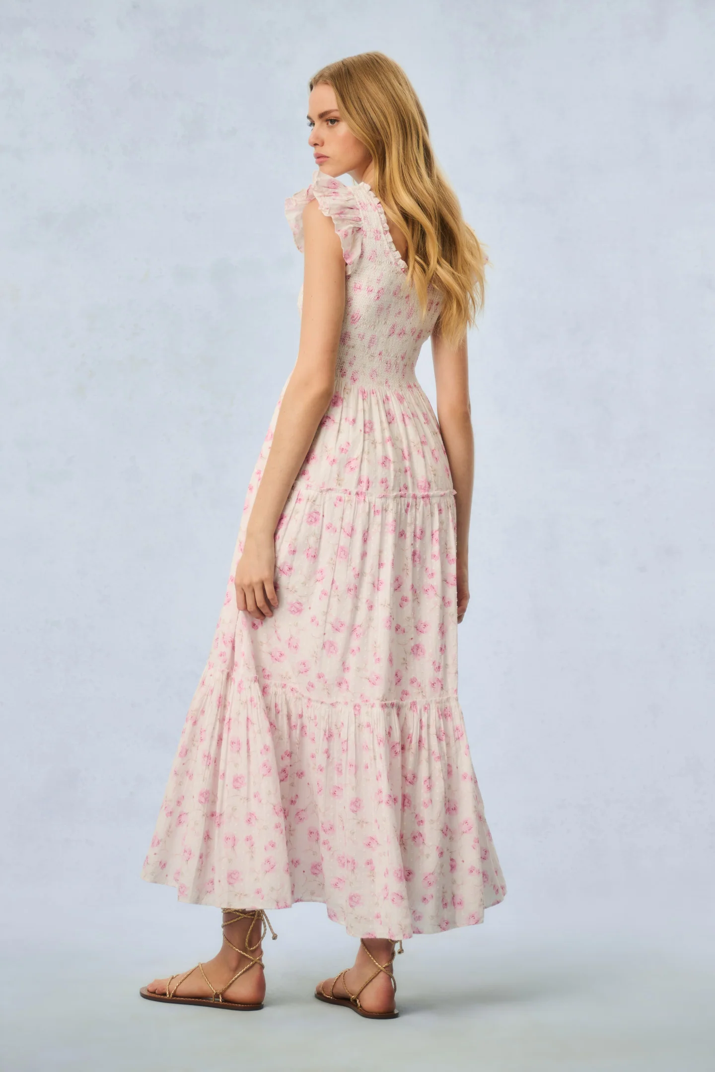 Chessie Fragrance Print Cotton Maxi Dress - STERLING DUSK - Image 5