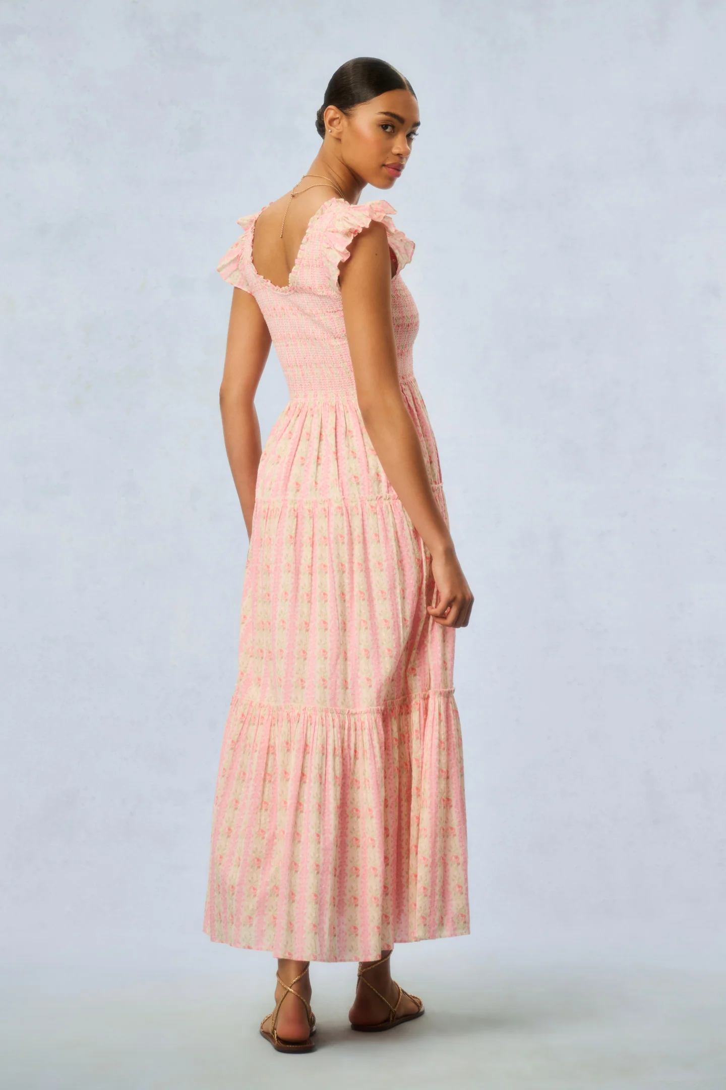 Chessie Fragrance Print Cotton Maxi Dress - STRAWBERRY MACAROON - Image 5