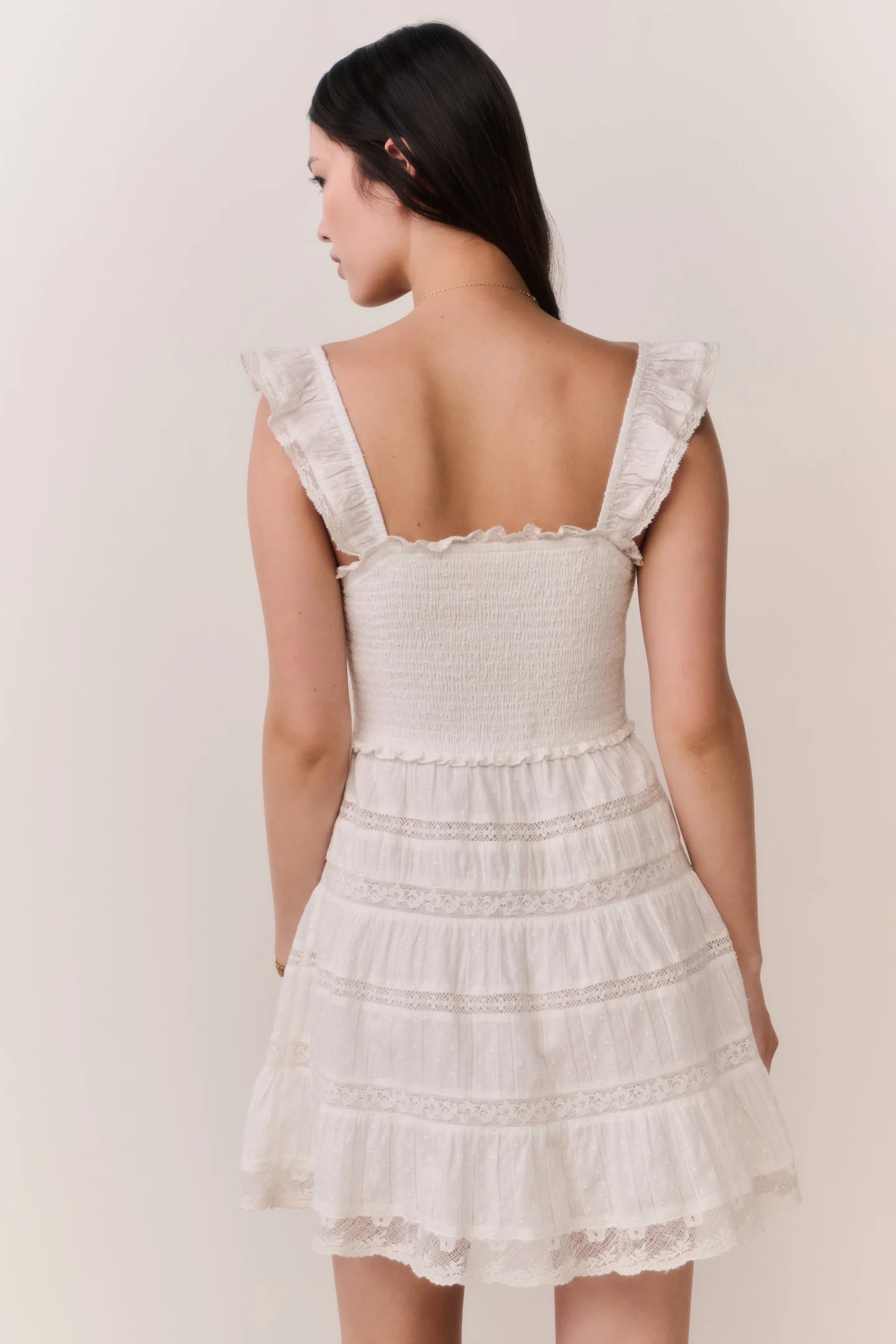 Colbera Lace-Trimmed Cotton Mini Dress - Image 4