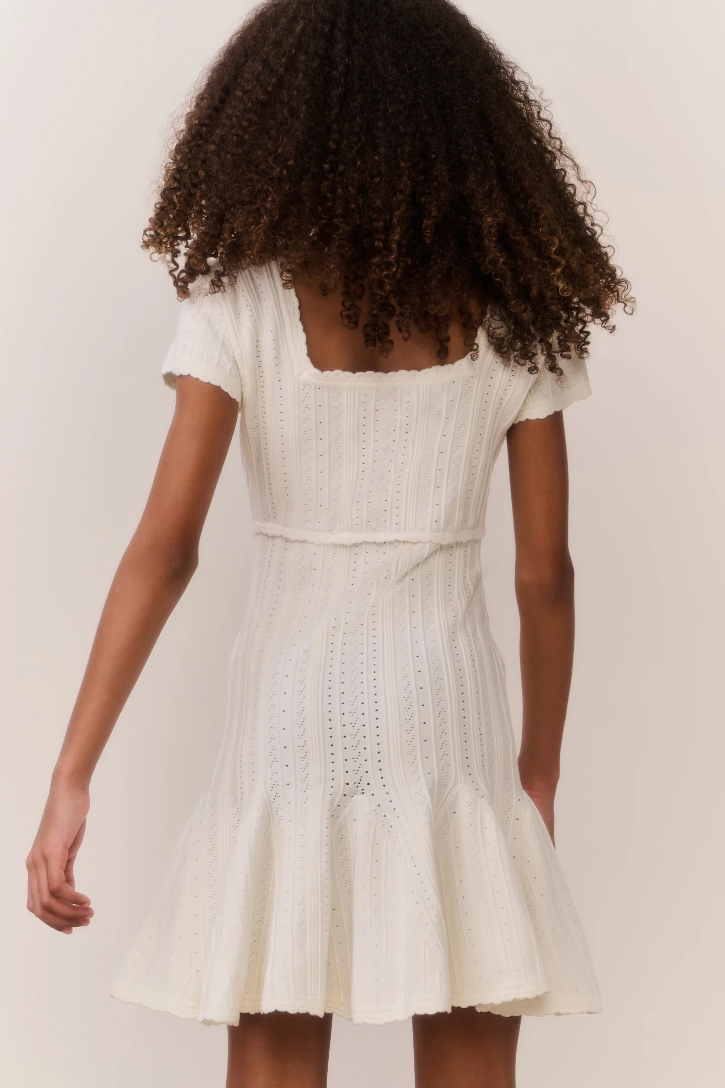 Tween Daffron Stretch Pointelle Dress - WHITE TEA - Image 4