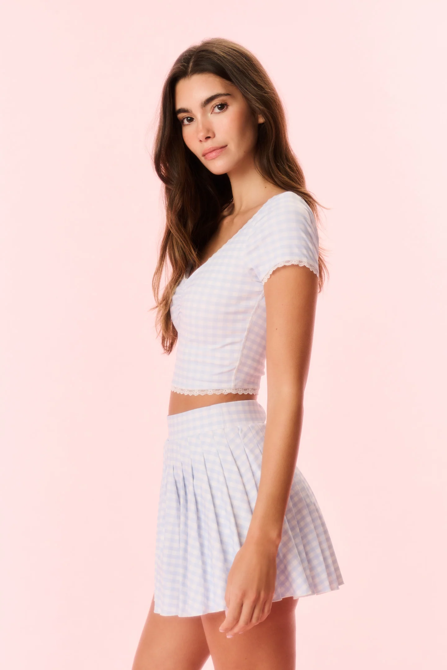 Dancia Gingham Print Active Skort - Image 3