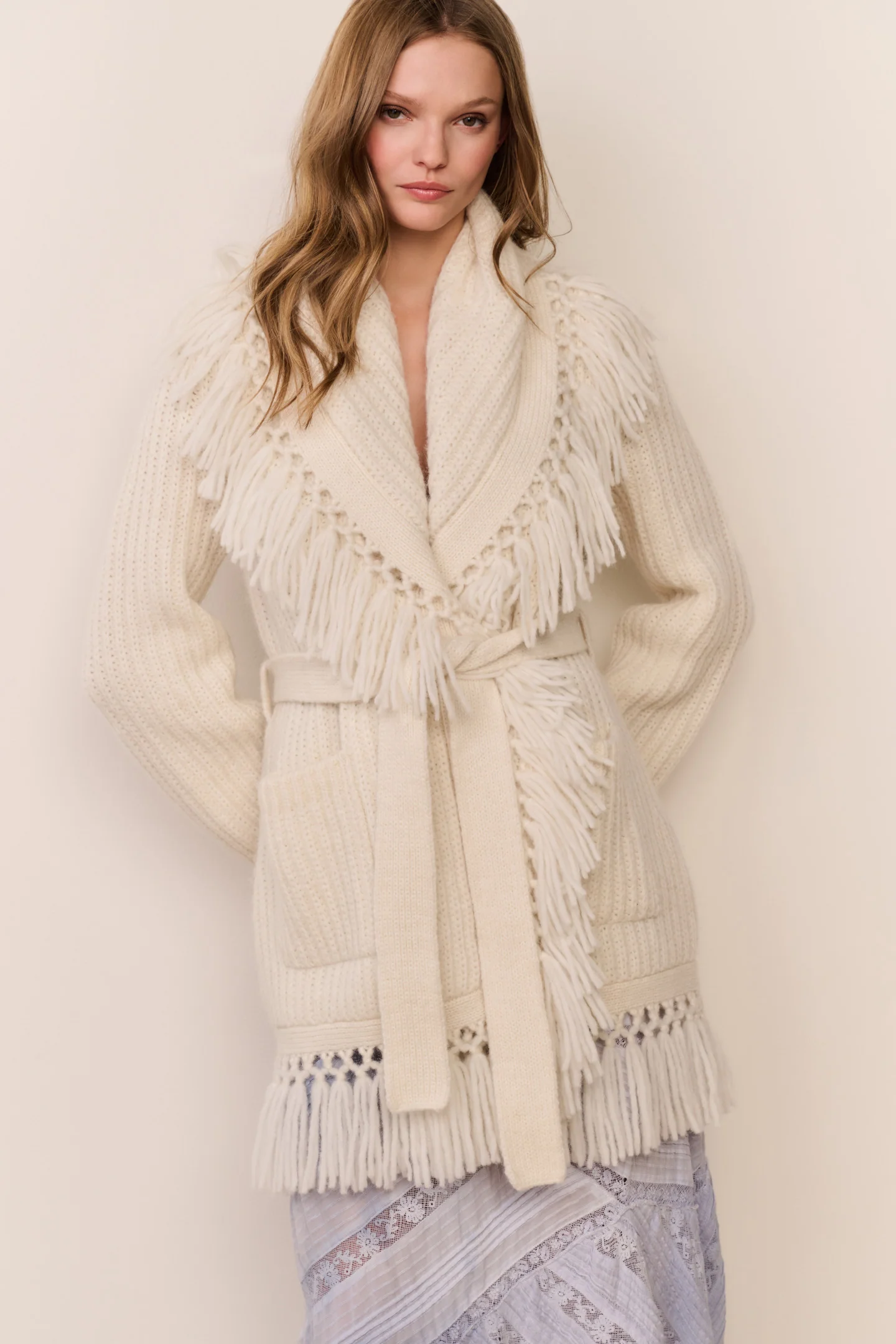 Daphira Fringe Alpaca Wrap Cardigan - Image 3