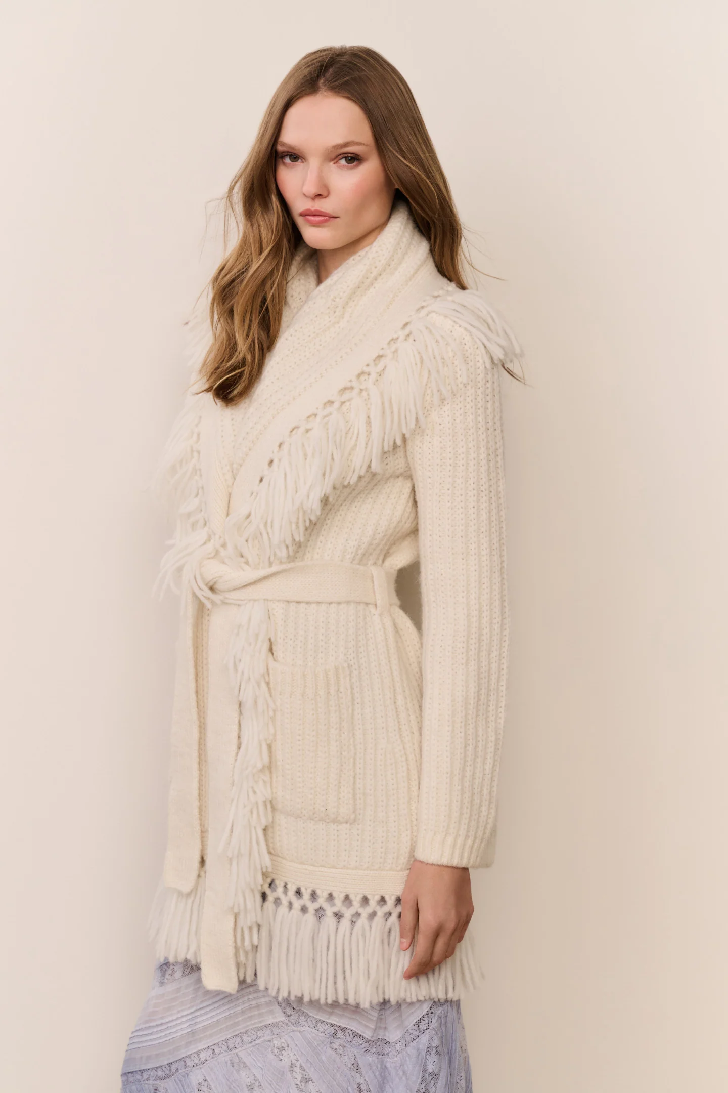 Daphira Fringe Alpaca Wrap Cardigan - Image 4