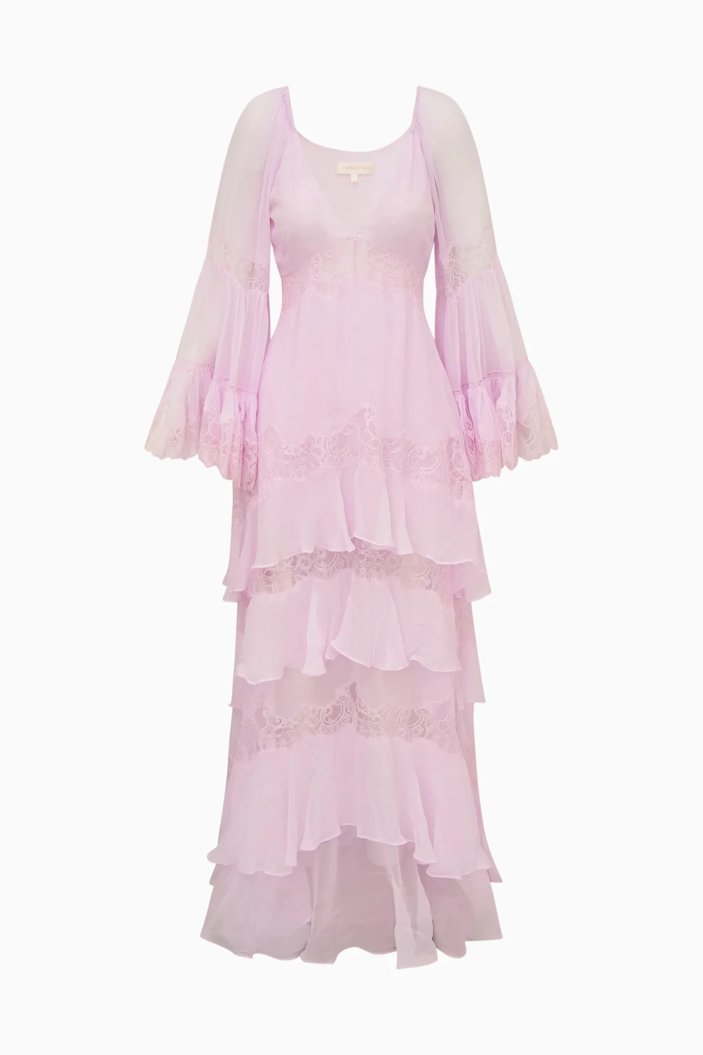 Devina Silk Chiffon Lace Maxi Dress - Image 8
