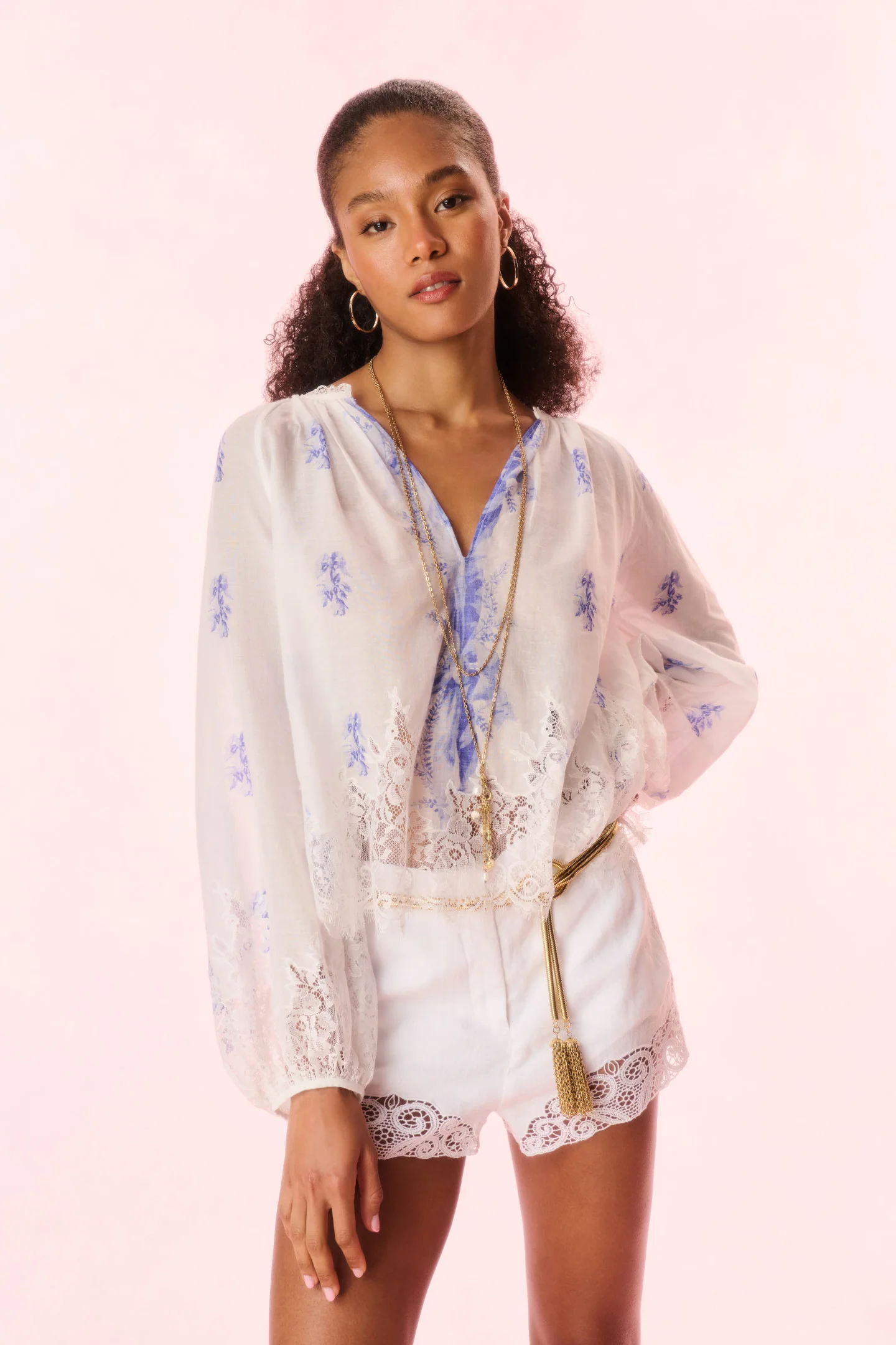 Dresner Cotton Lace-Trimmed Blouse - Image 2