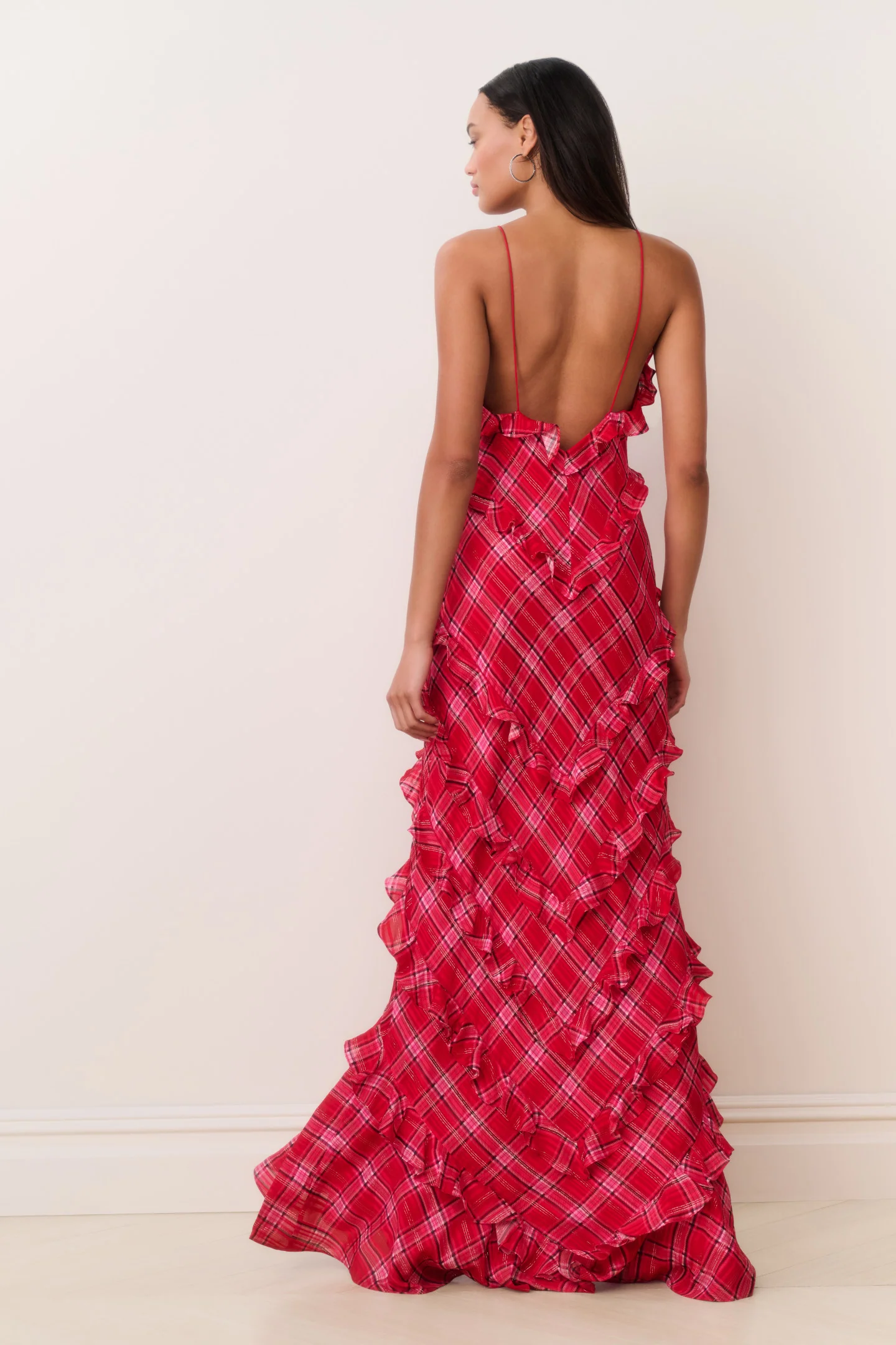 Ellietta Tartan Ruffle Maxi Dress - Image 5
