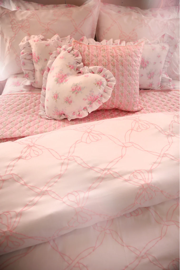 Embroidered Bow Duvet Cover + Sham Set - Image 3