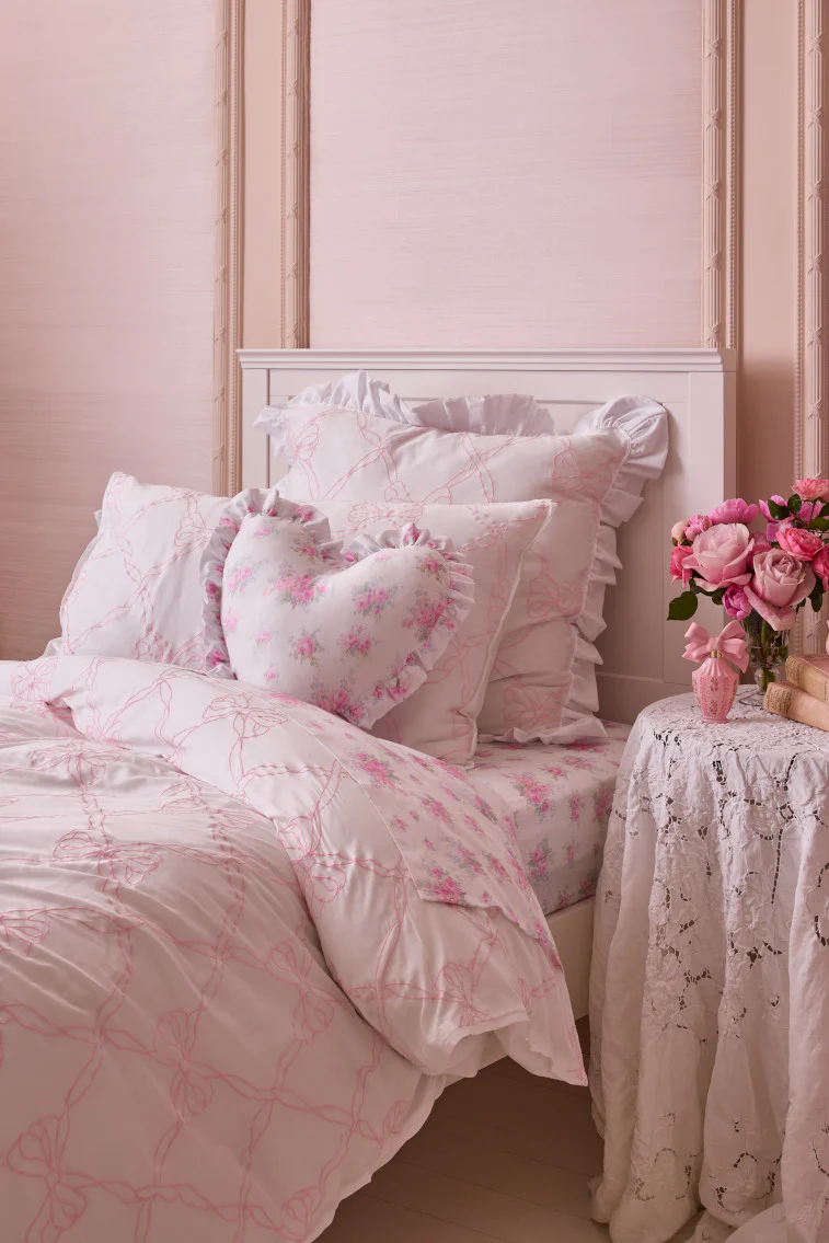 Embroidered Bow Duvet Cover + Sham Set - Image 4