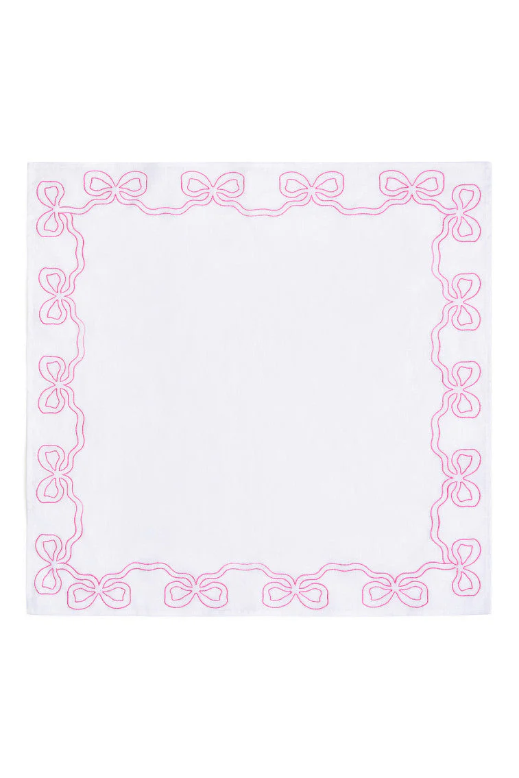 Embroidered Linen Bow Napkins - Set of 4 - Image 3