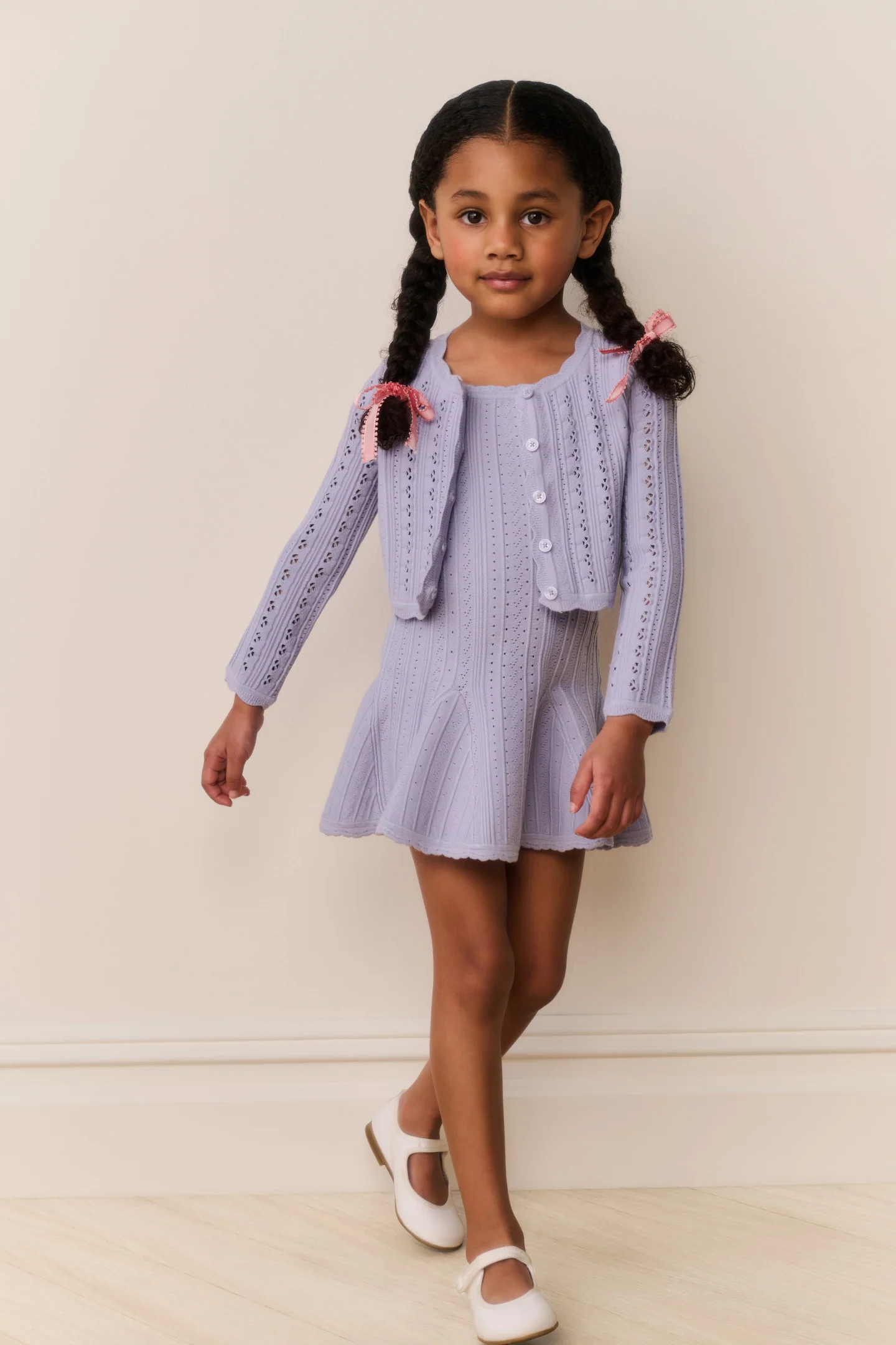 Little Girls Emlynn Pointelle Cardigan - Image 2