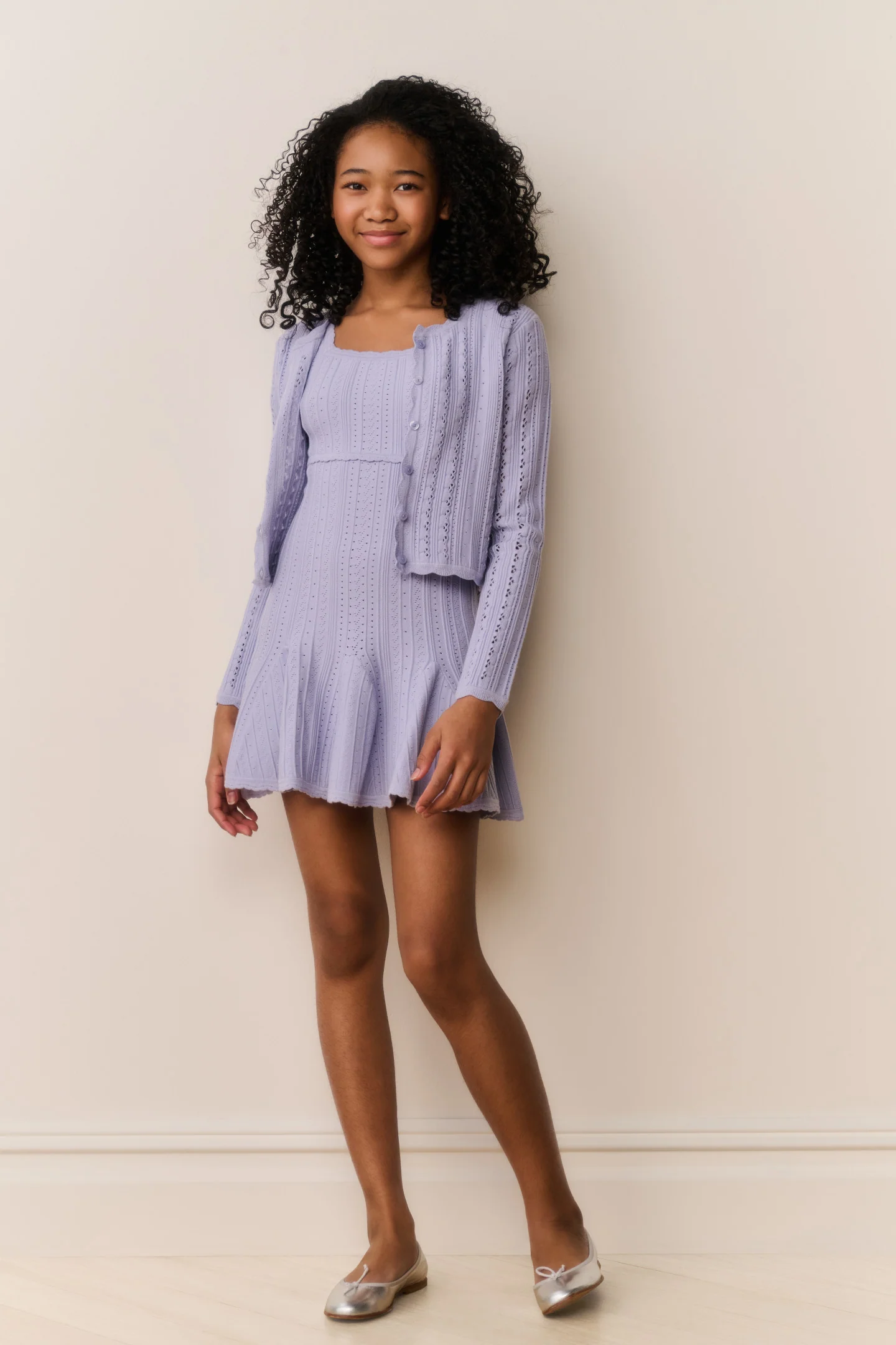 Tween Emlynn Stretch Pointelle Cardigan - Image 2
