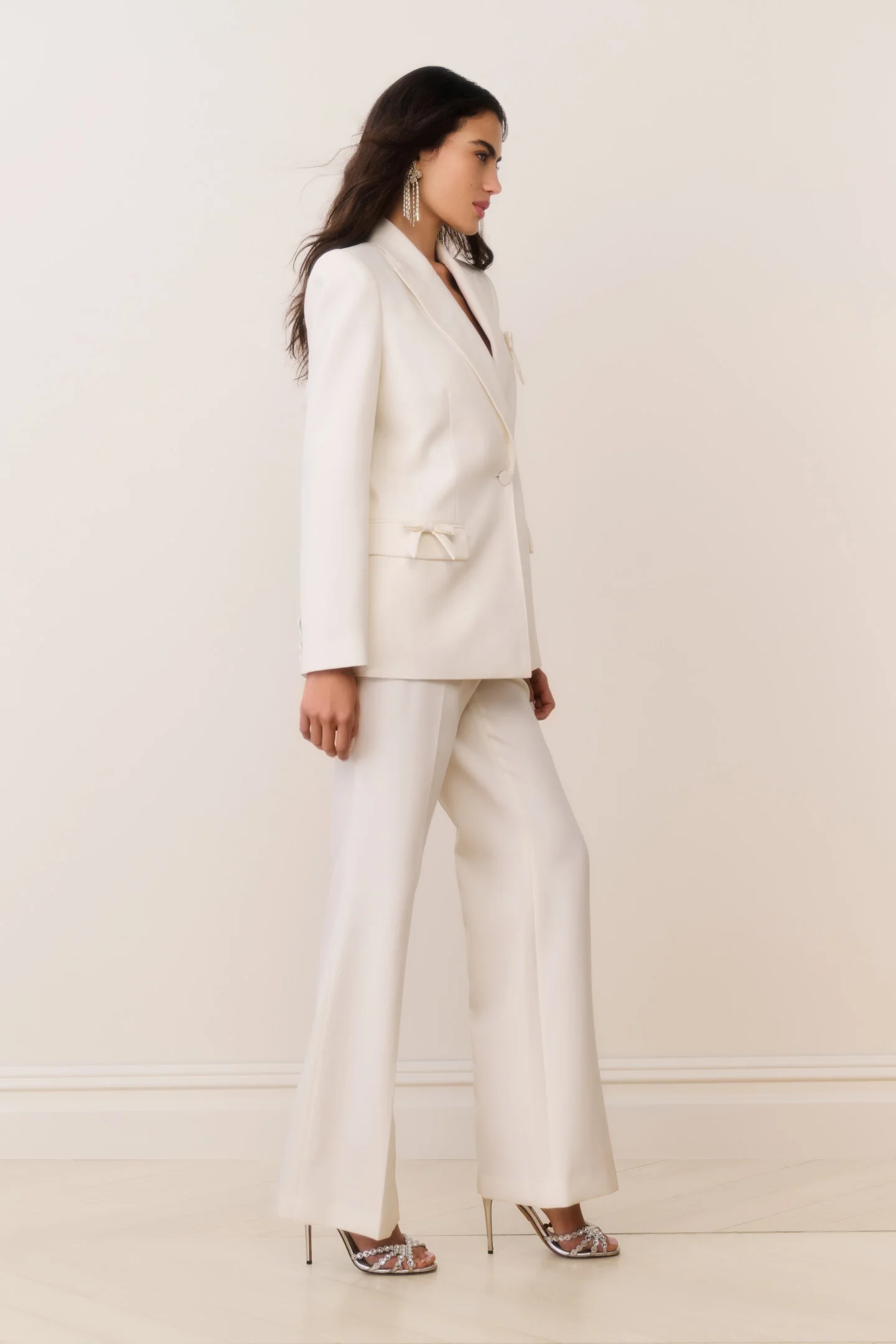 Enly Wool-Blend Wide Leg Pant - CREAM - Image 3
