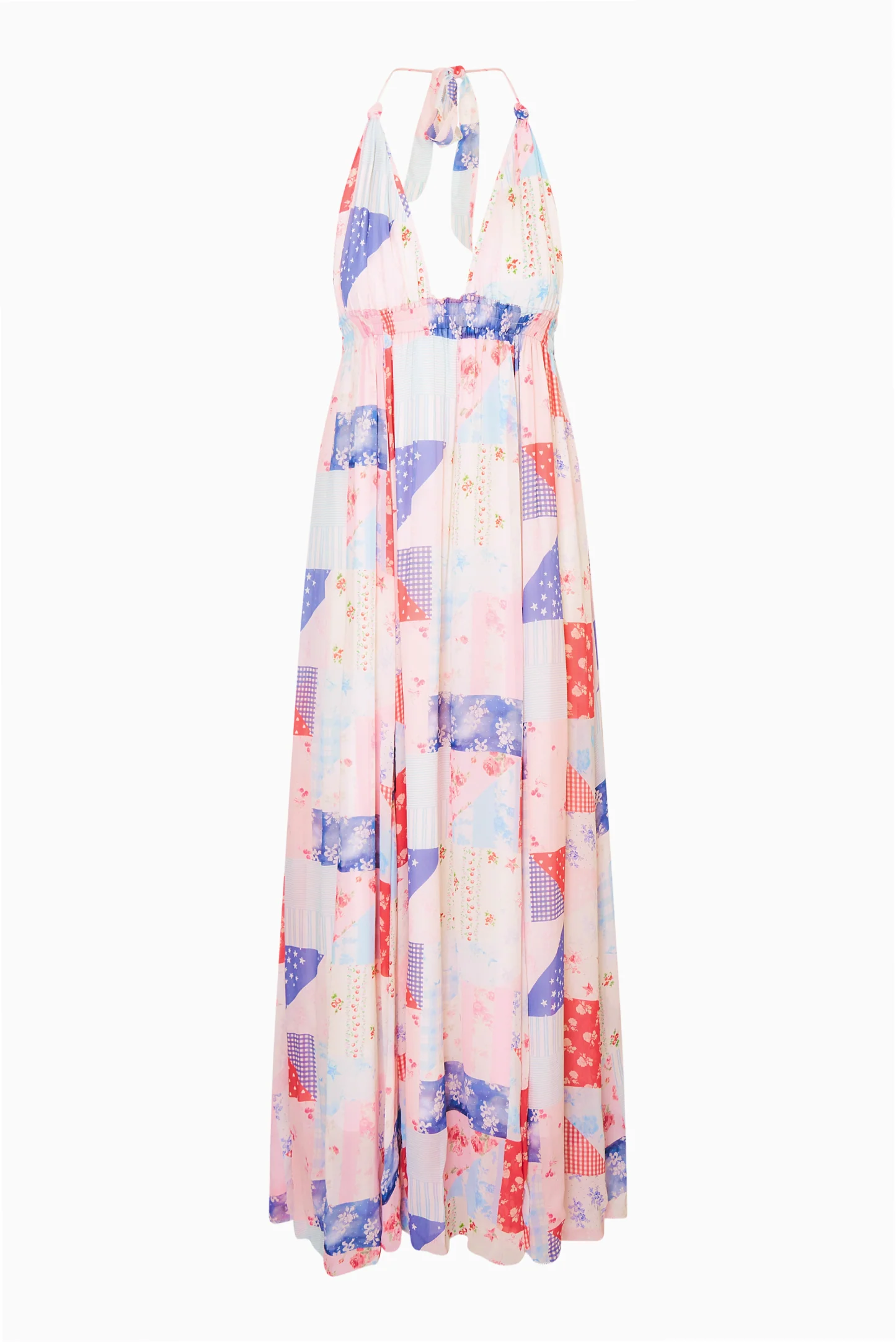 Fancy Patchwork Halter Maxi Dress - Image 2